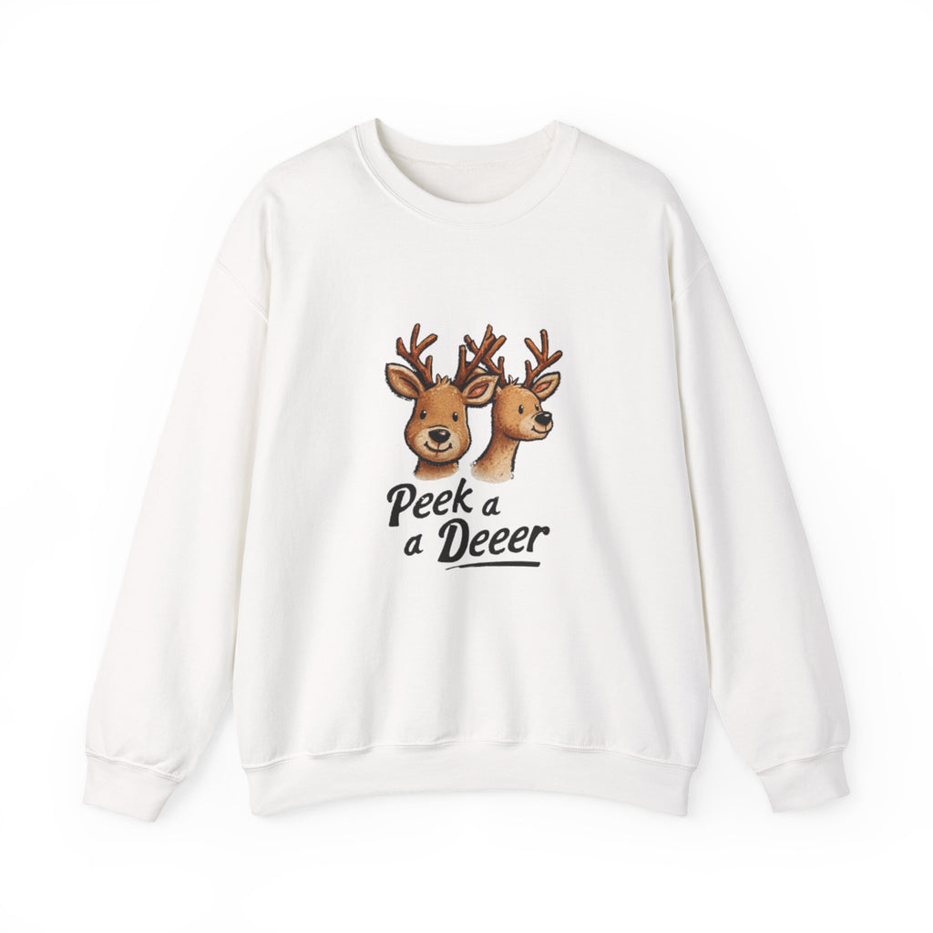 Peek a Deeer Sweatshirt — Cute Reindeer Holiday Crewneck