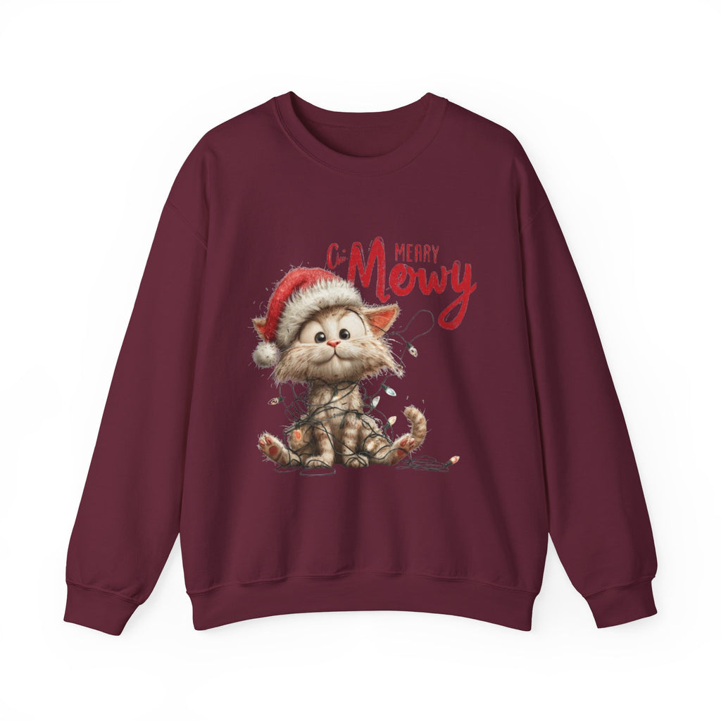Merry Mewry Cat Sweatshirt — Cute Christmas Kitty Crewneck
