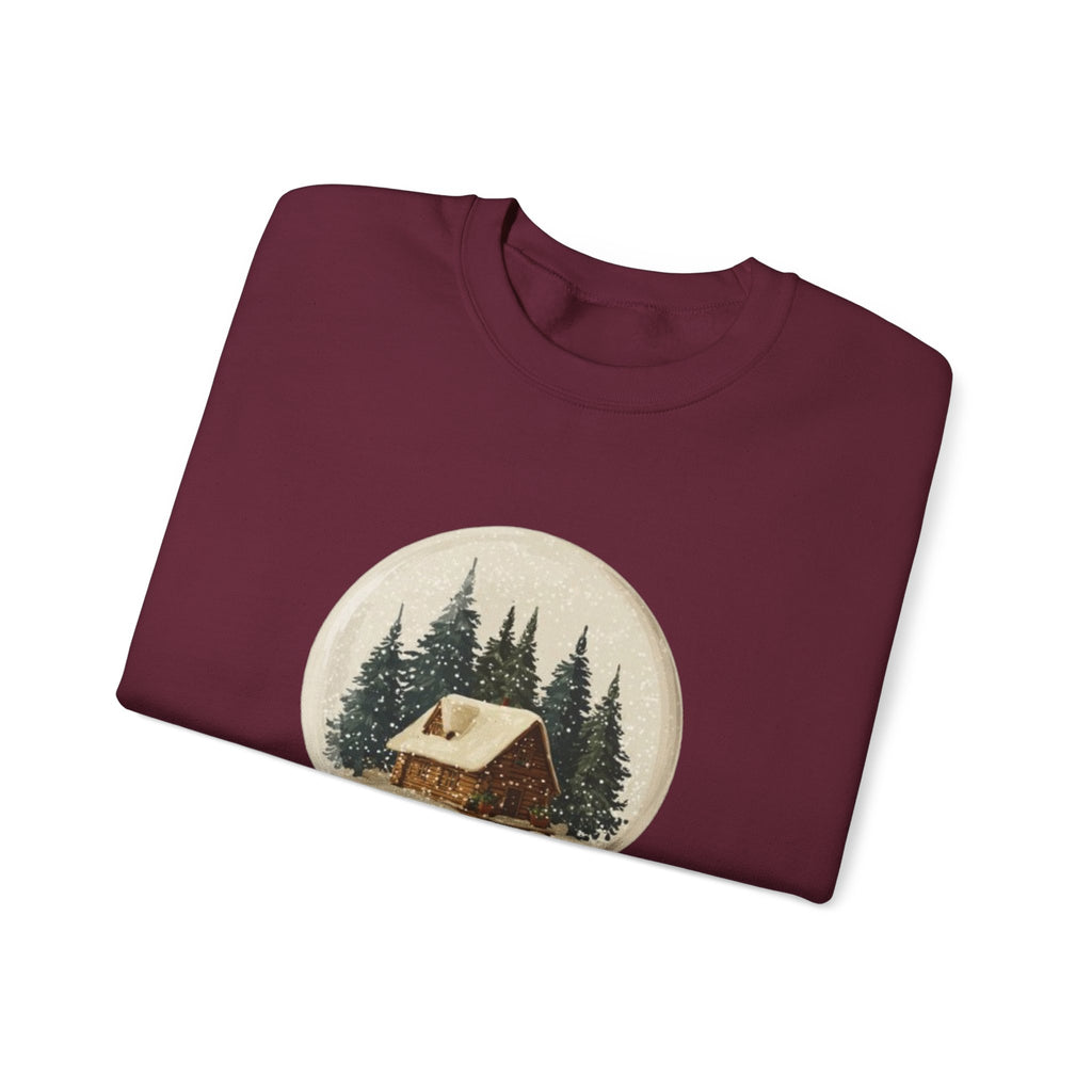 Christmas Snow Globe Sweatshirt — "Home Christmas" Cozy Cabin Crewneck
