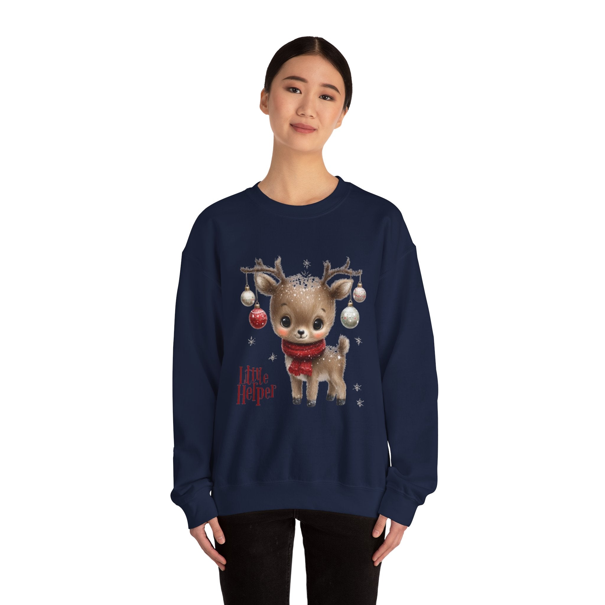 Christmas Reindeer Sweatshirt – 'Little Helper' Cute Holiday Crewneck