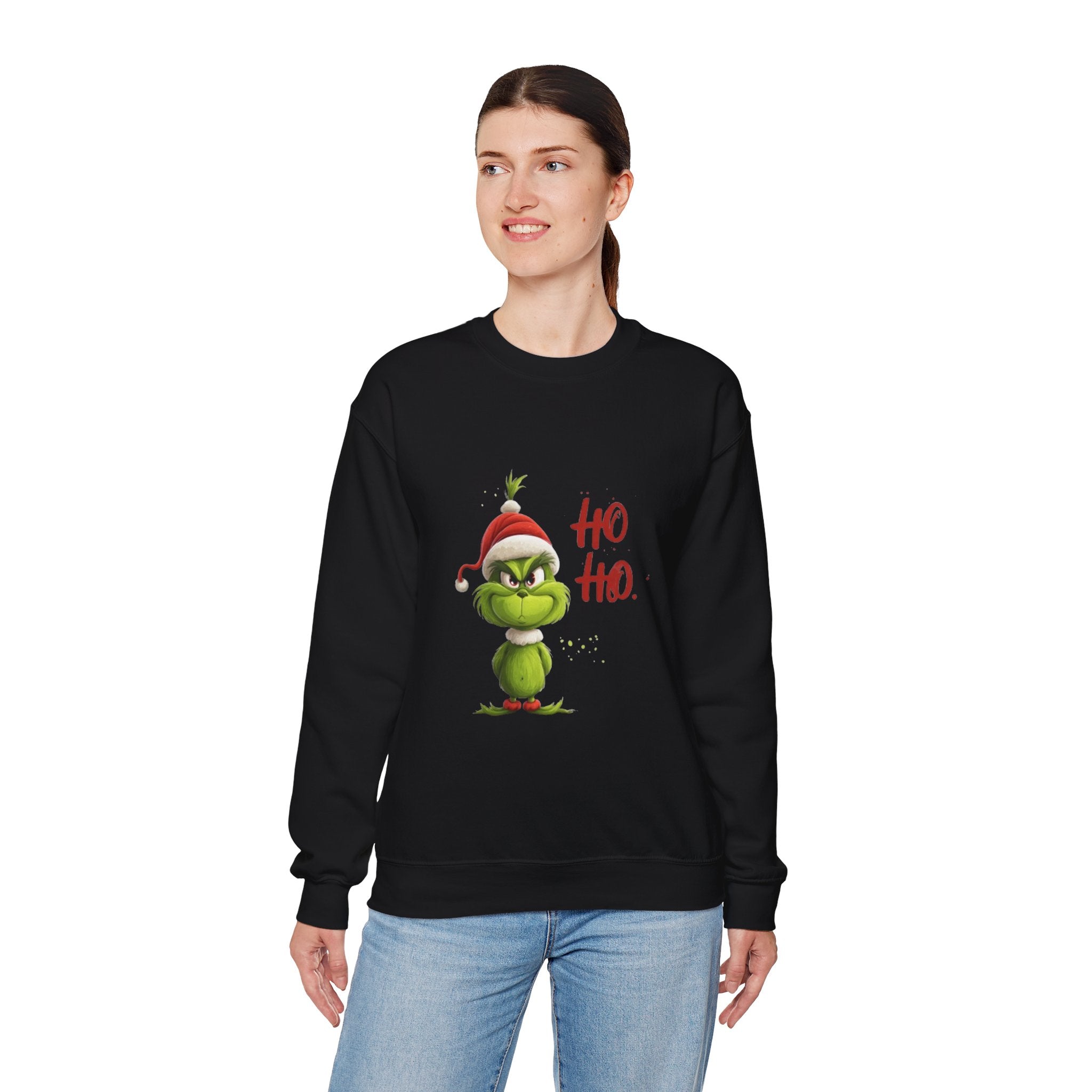 Grumpy Grinch Christmas Sweatshirt – "Ho Ho." Holiday Crewneck