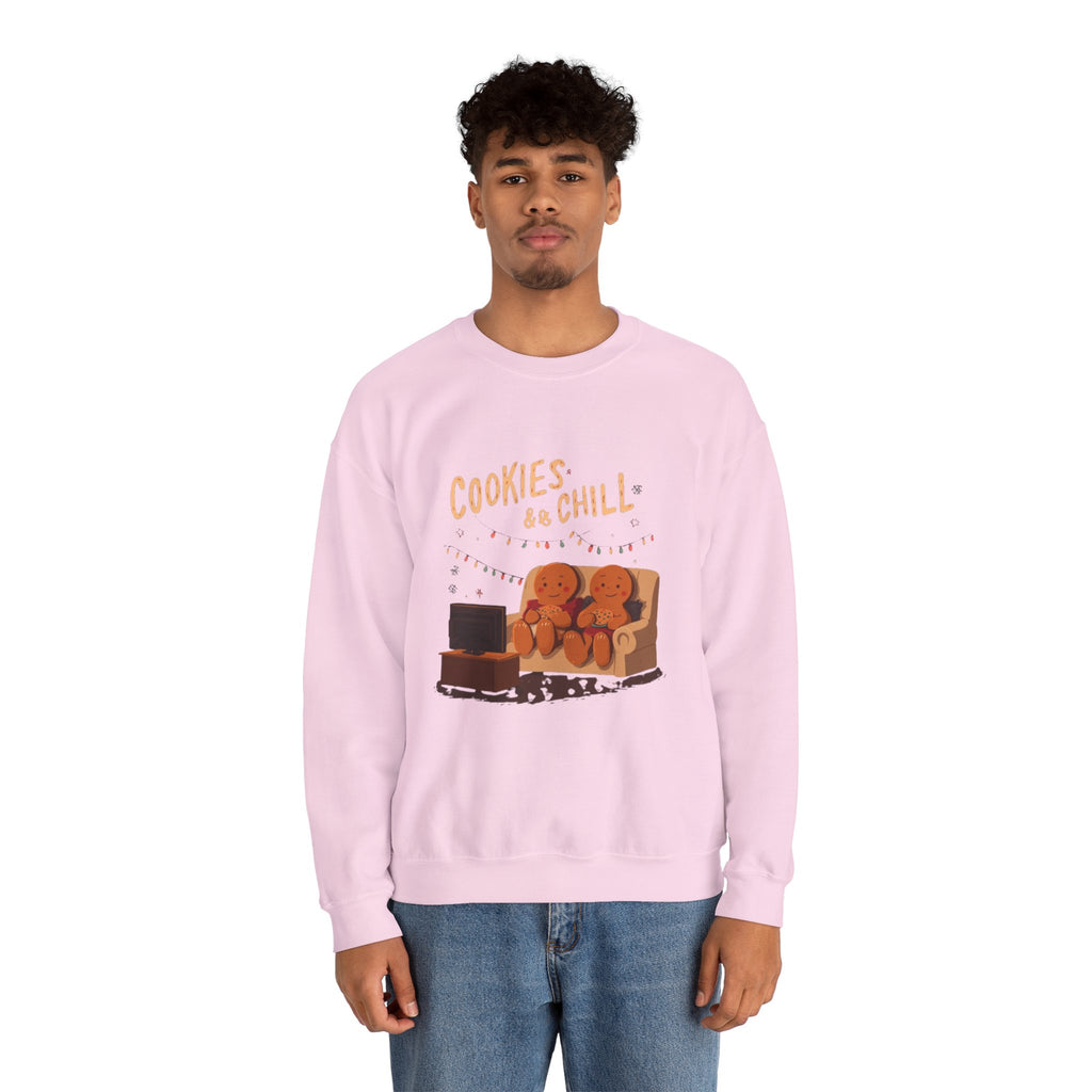 Cookies & Chill Sweatshirt — Cute Gingerbread Movie Night Crewneck