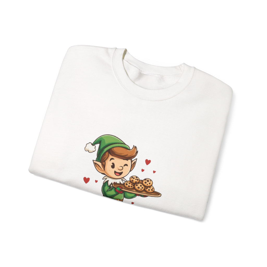 Crewneck Sweatshirt — "Baked with Love" Elf Cookie Baker Holiday Tee