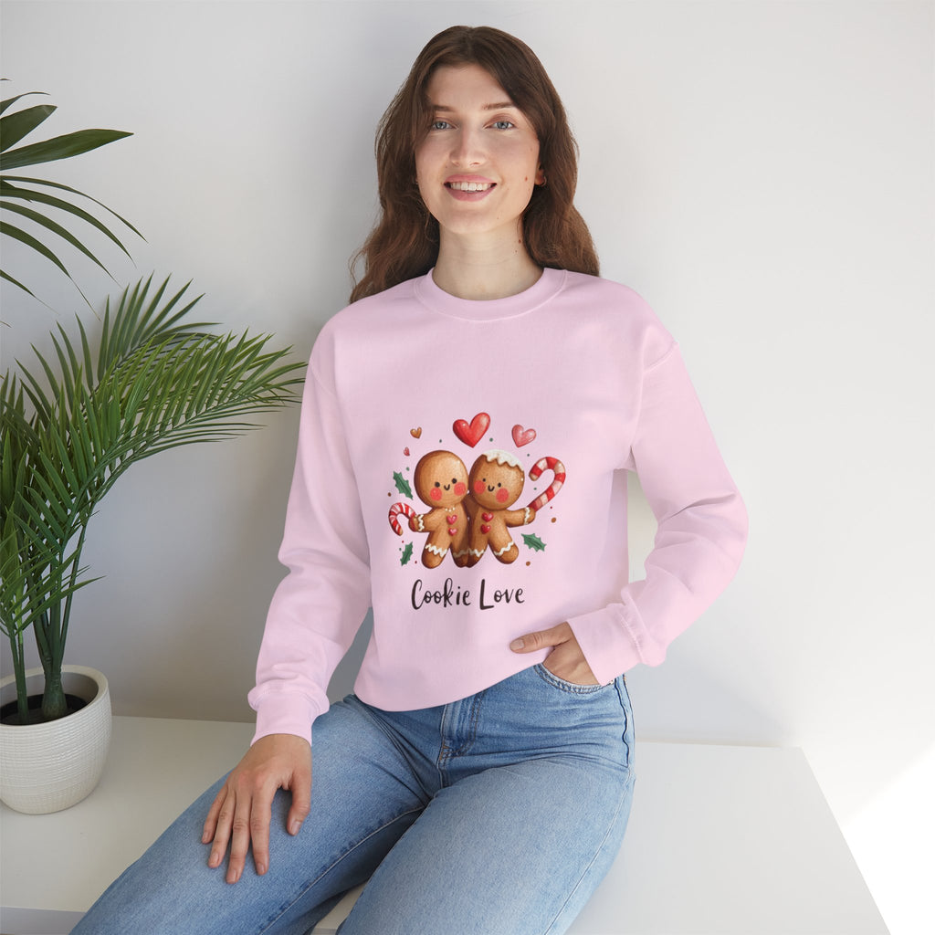 Crewneck Sweatshirt — 'Cookie Love' Cute Gingerbread Couple Holiday Pullover