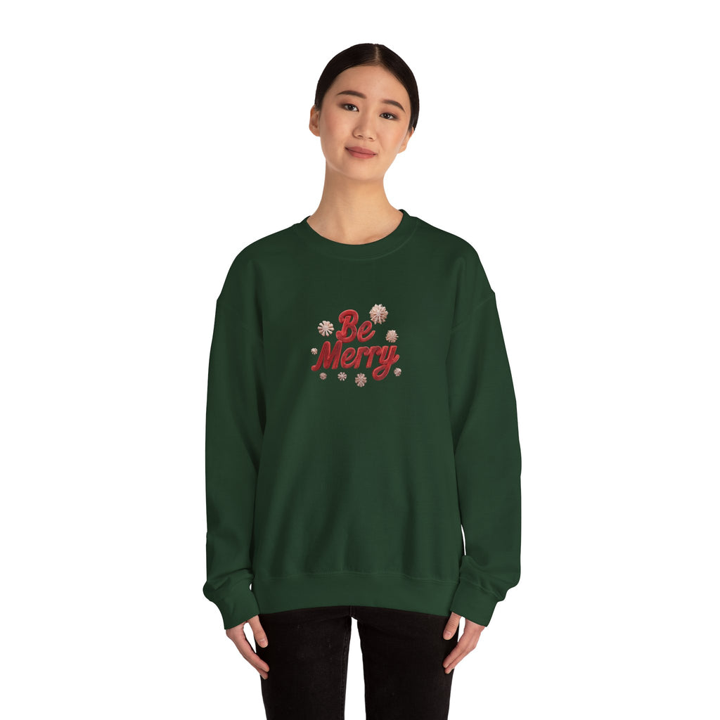Be Merry Crewneck Sweatshirt — Festive Holiday Graphic Sweatshirt