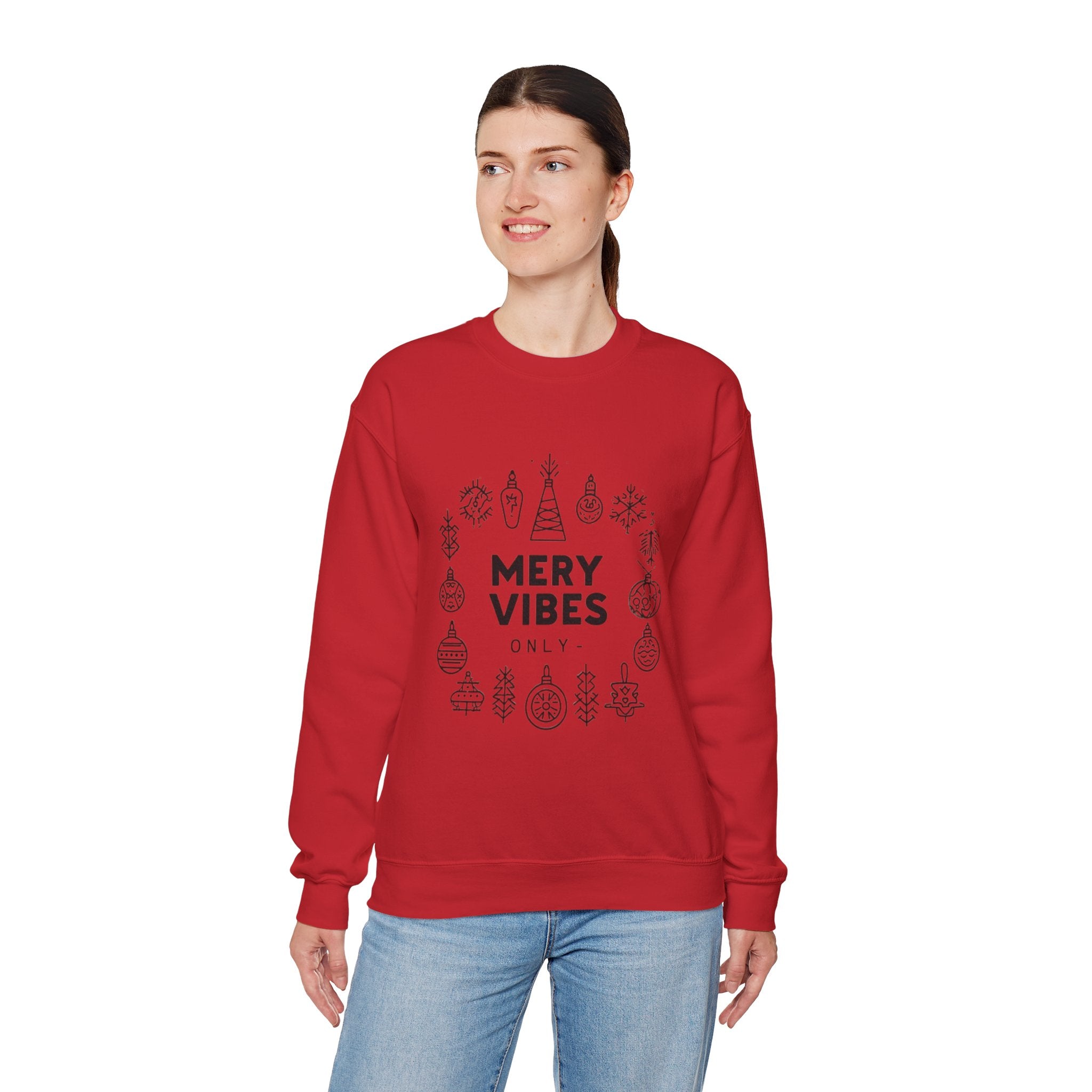Sweatshirt — "Mery Vibes Only" Christmas Ornament Holiday Crewneck