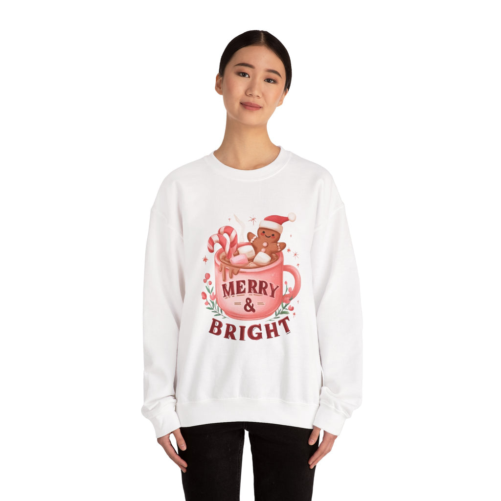 Merry & Bright Sweatshirt — Cute Holiday Cocoa Bear Crewneck