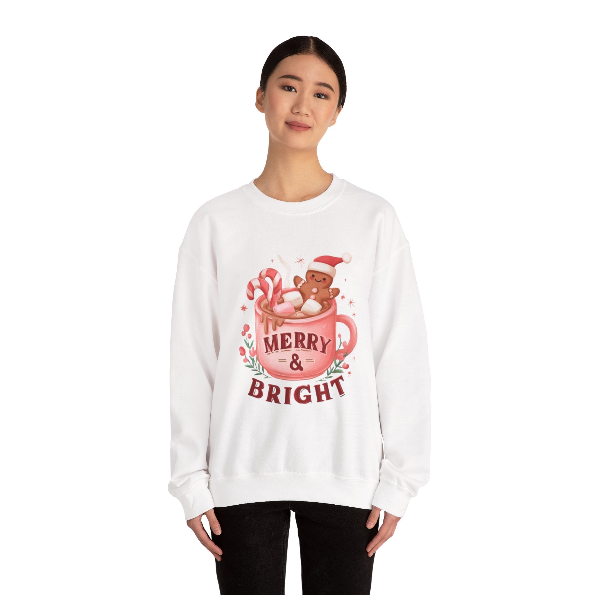 Merry & Bright Sweatshirt — Cute Holiday Cocoa Bear Crewneck
