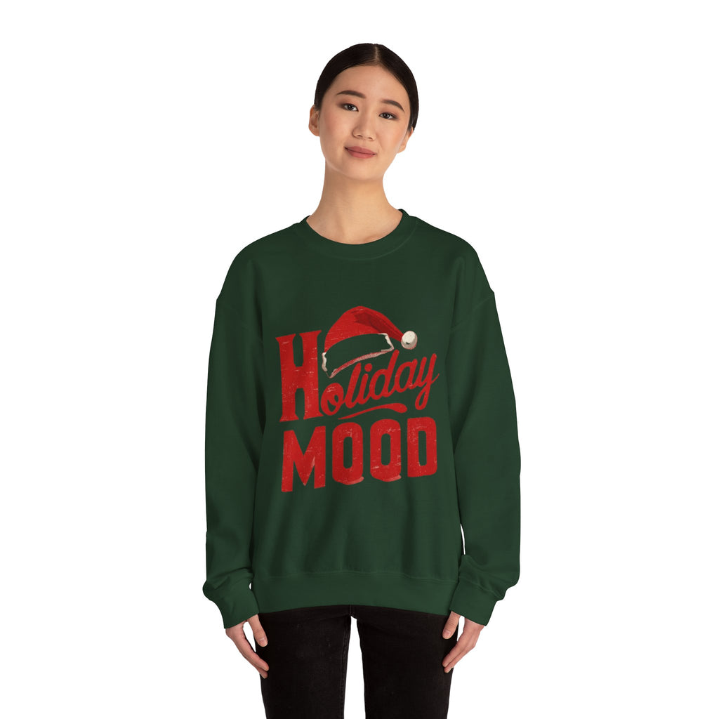 Holiday Mood Sweatshirt – Festive Santa Hat Christmas Crewneck