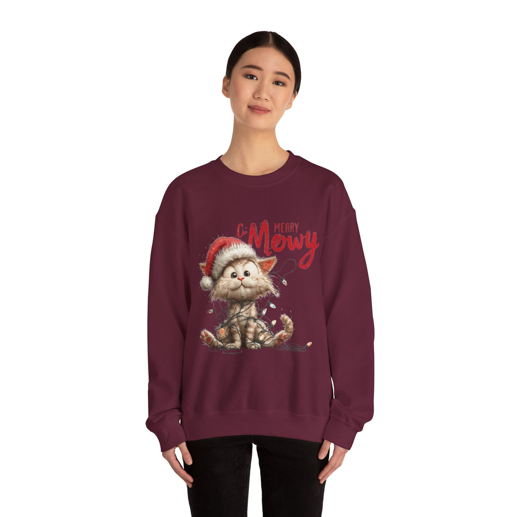 Merry Mewry Cat Sweatshirt — Cute Christmas Kitty Crewneck