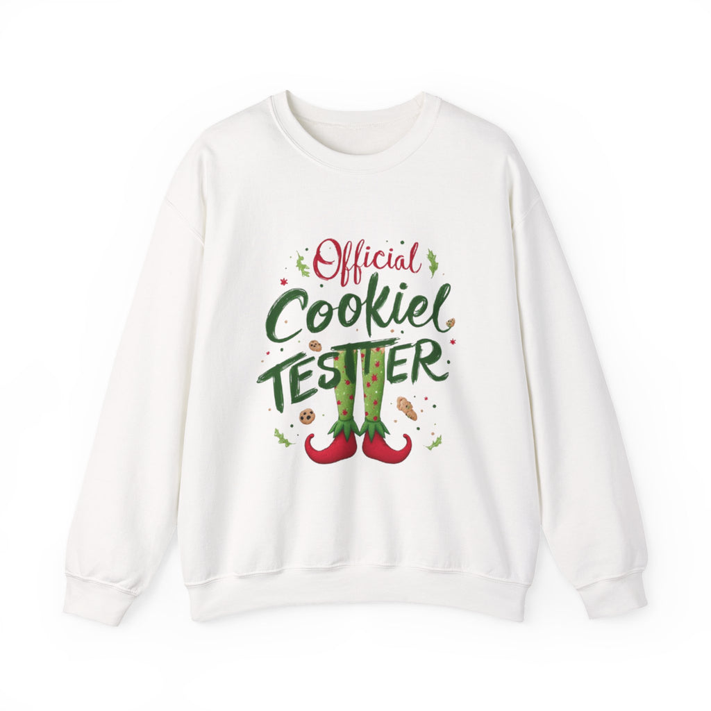 Crewneck Sweatshirt - "Official Cookie Tester" Elf Legs Christmas Holiday Sweater
