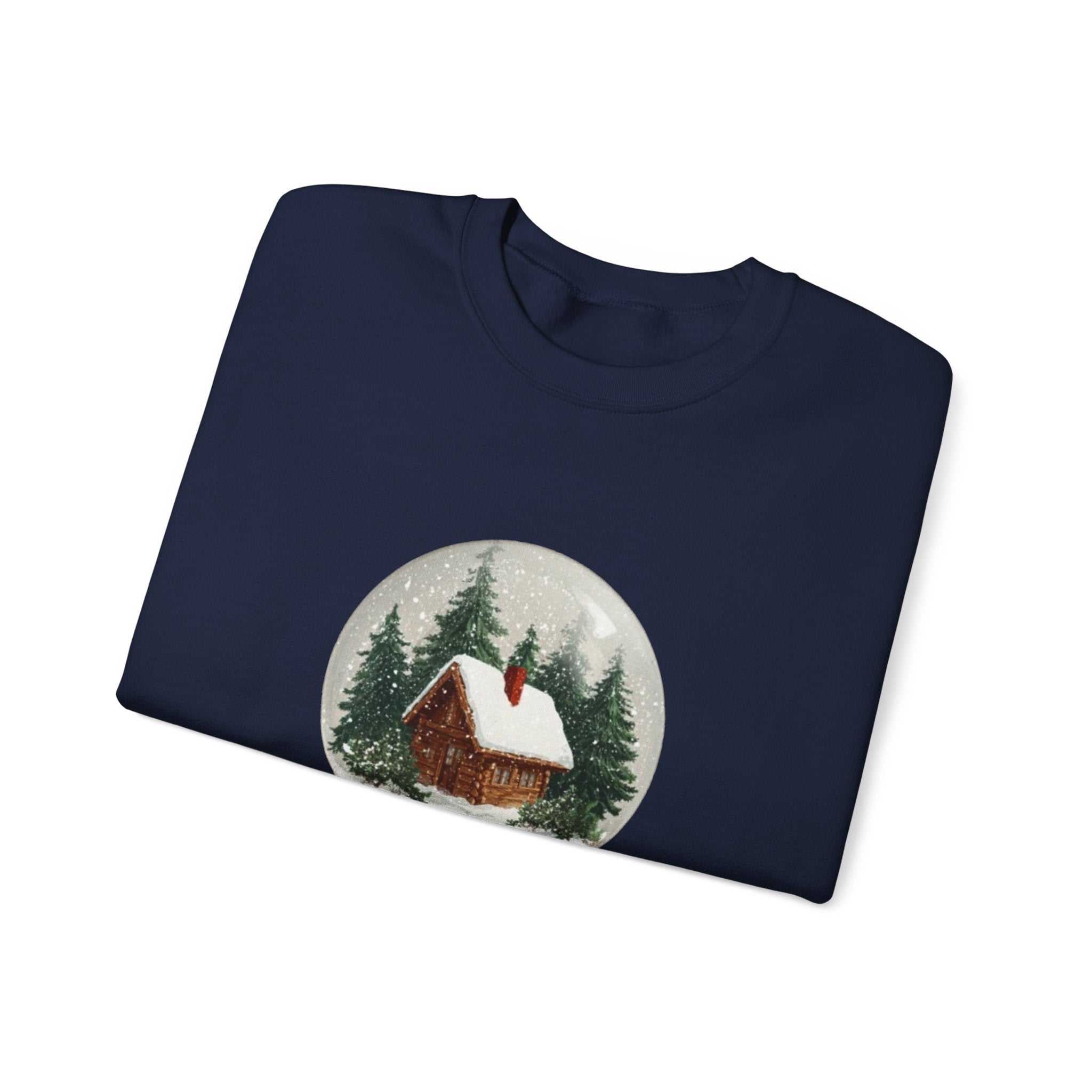 Christmas Snow Globe Sweatshirt – “Home Christmas” Cabin Crewneck