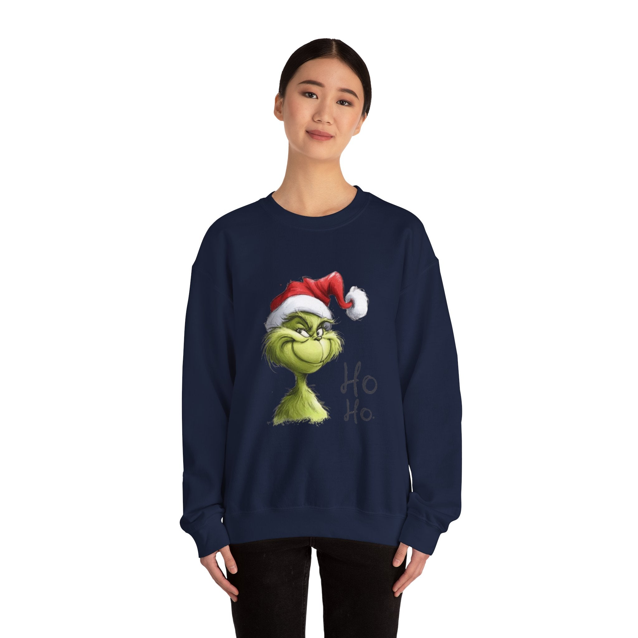 Grinch Santa Crewneck Sweatshirt — 'Ho Ho' Holiday Sweater