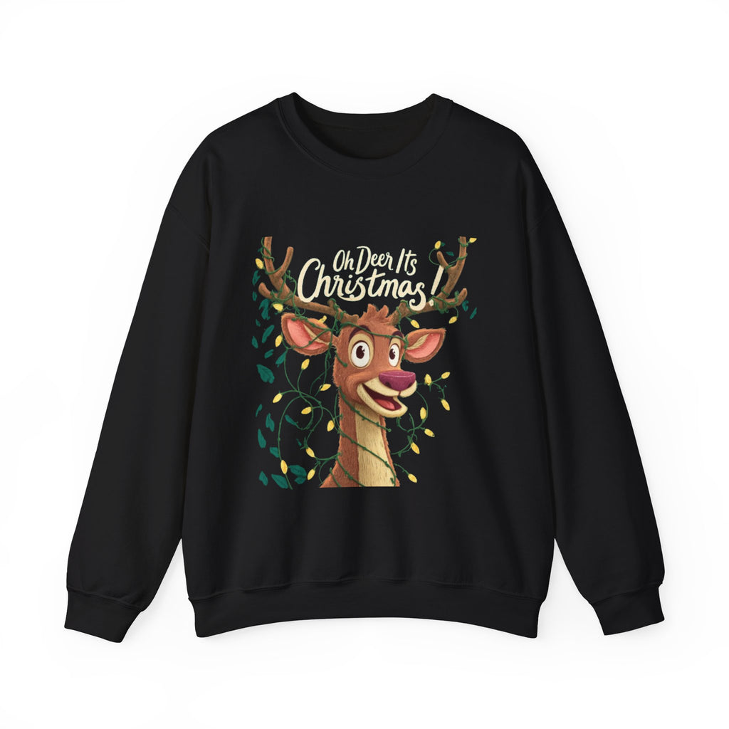 Christmas Reindeer Sweatshirt – "Oh Deer It's Christmas" Cute Holiday Crewneck
