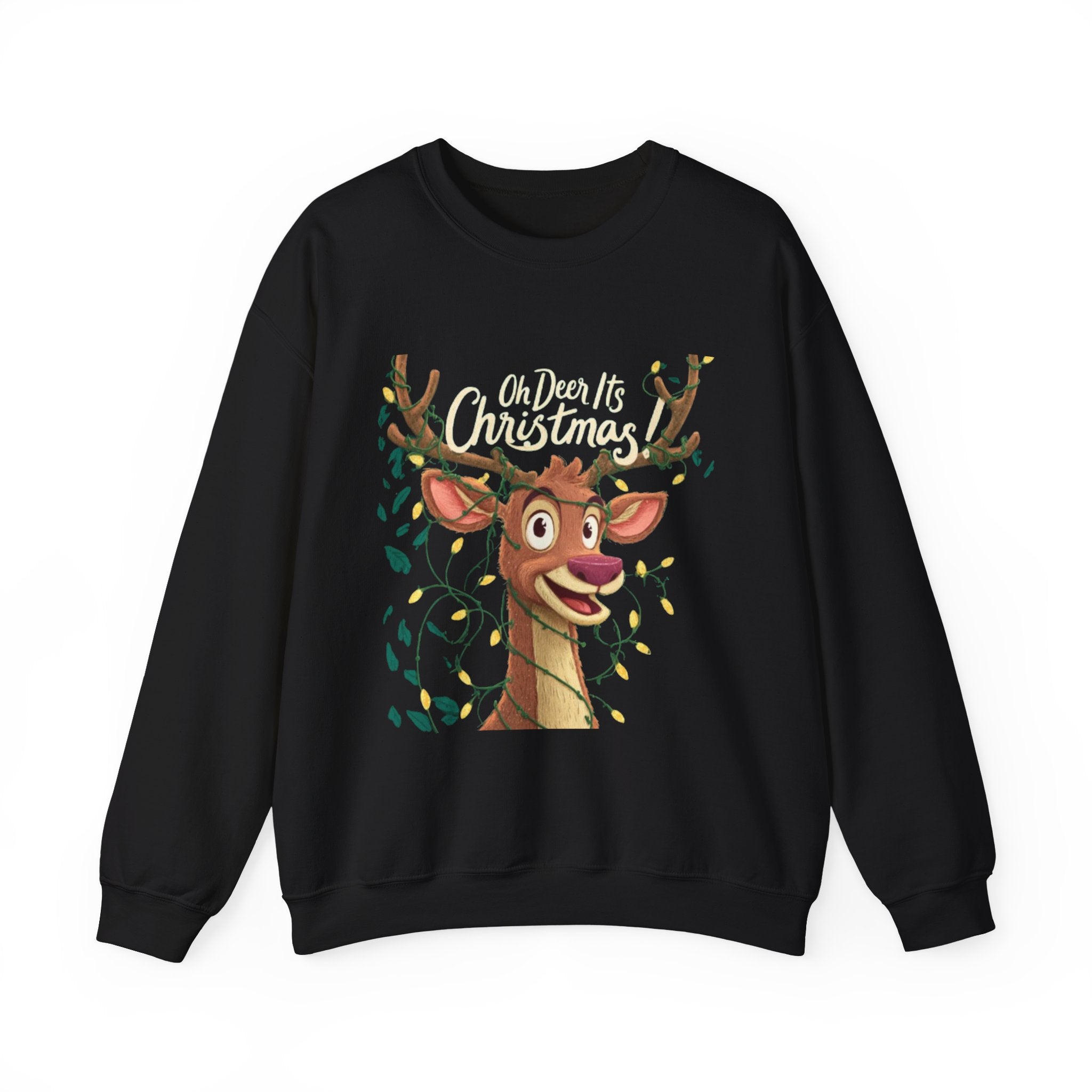 Christmas Reindeer Sweatshirt – "Oh Deer It's Christmas" Cute Holiday Crewneck