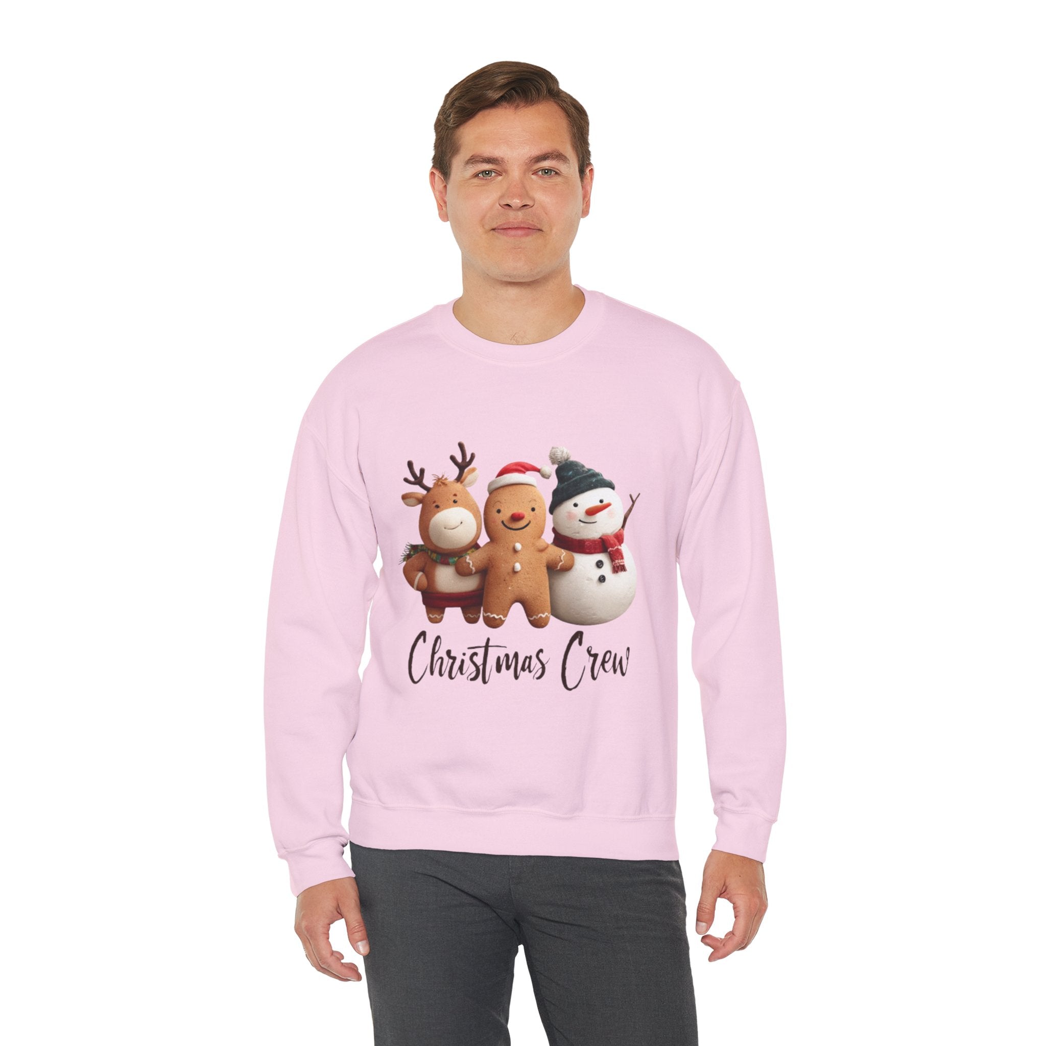 Christmas Crew Sweatshirt — Cute Gingerbread, Reindeer & Snowman Holiday Pullover