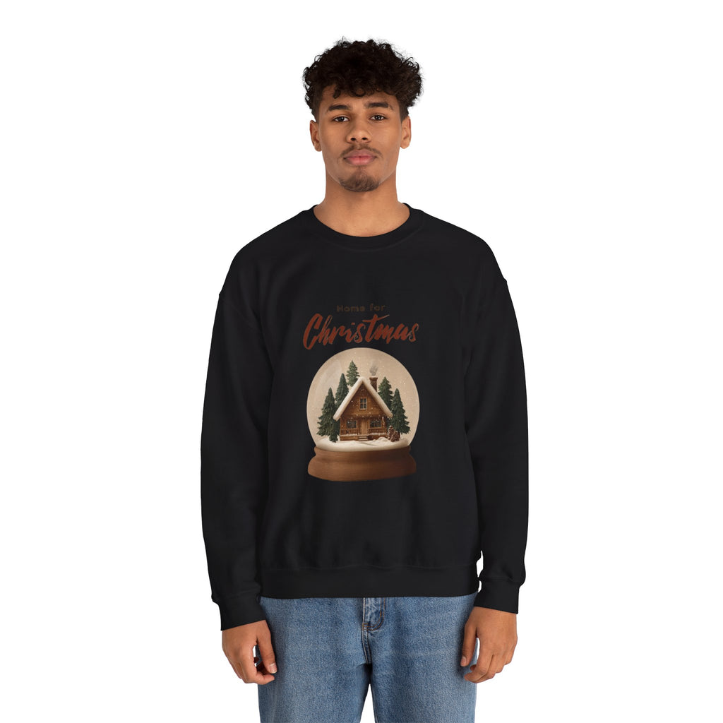 Christmas Snow Globe Crewneck Sweatshirt — "Home for Christmas" Cabin Design