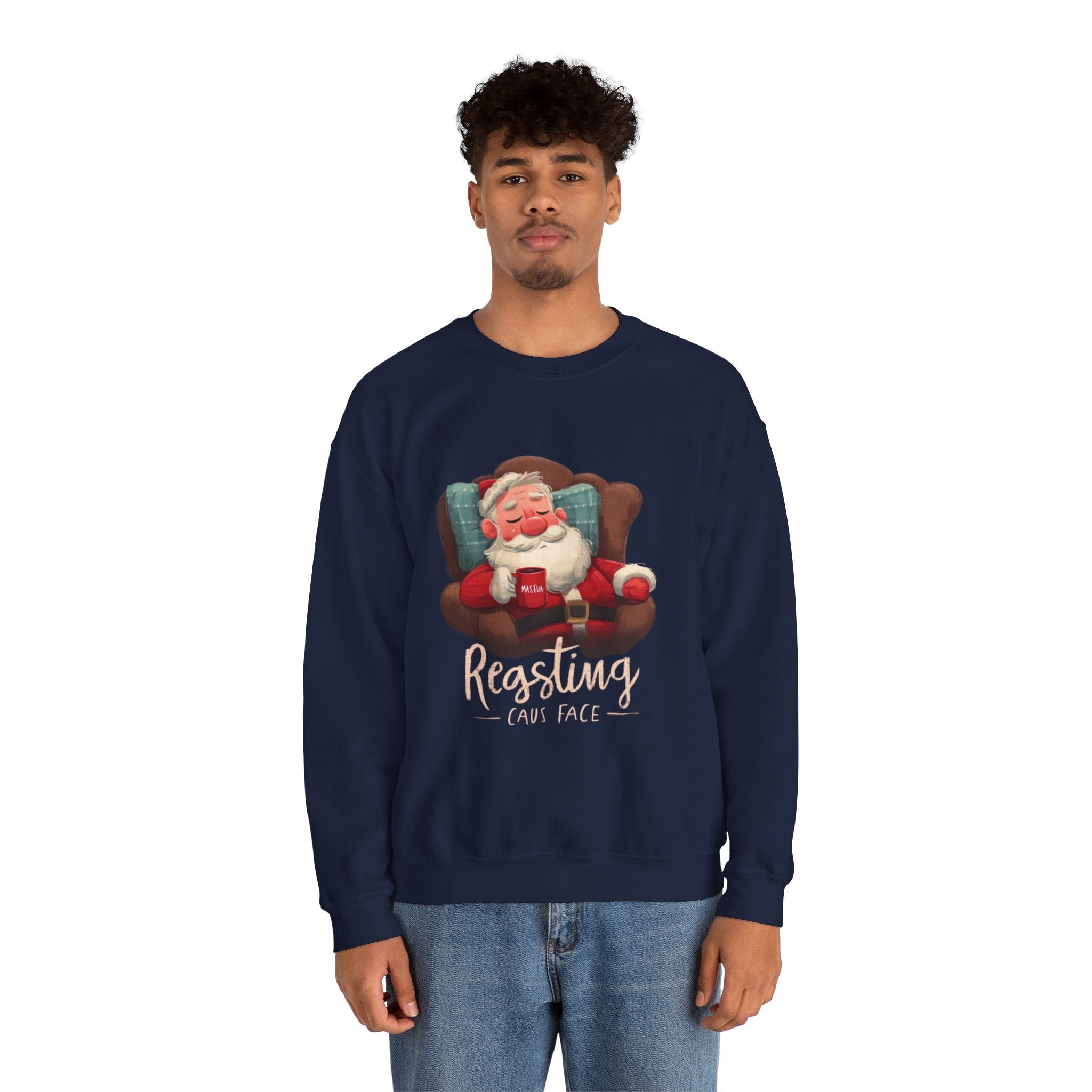 Crewneck Sweatshirt — "Resting Claus Face" Santa Holiday Graphic