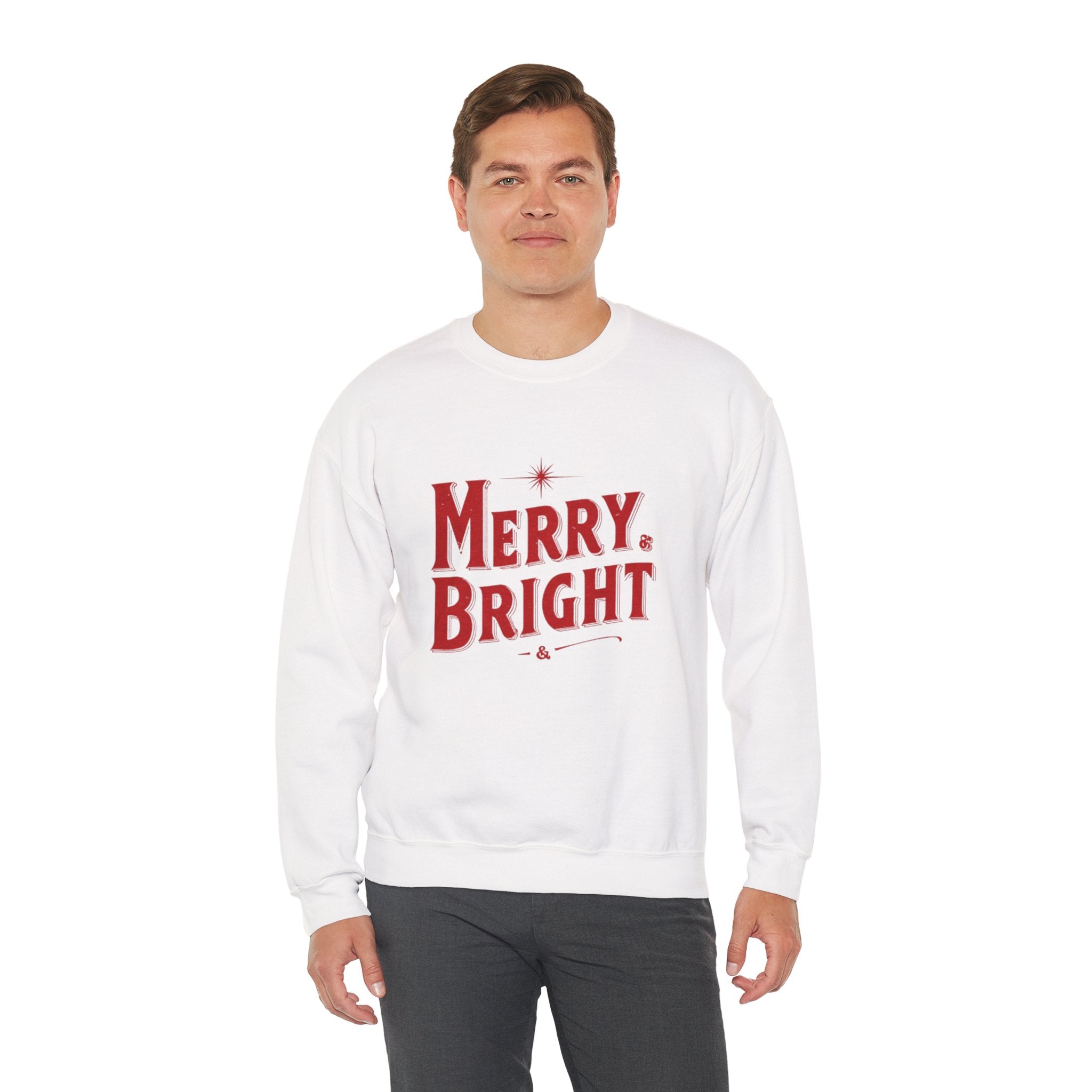 Merry & Bright Crewneck Sweatshirt — Vintage Holiday Graphic