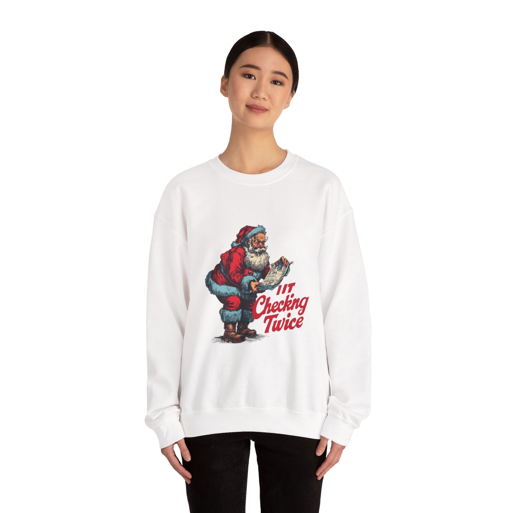 Christmas Sweatshirt - Vintage Santa "I’m Checking Twice" Holiday Crewneck