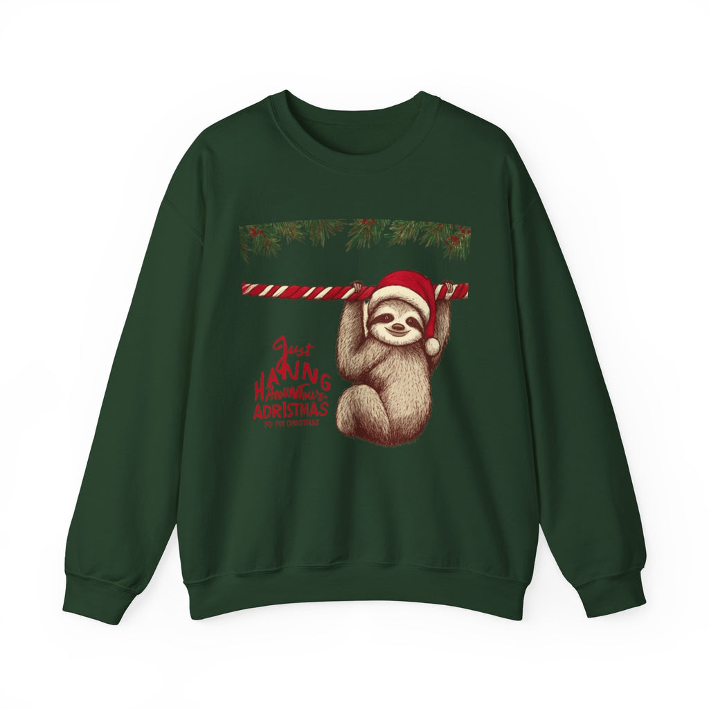 Christmas Sloth Crewneck Sweatshirt – "Just Hanging with My Advent-Christmas" Holiday Sweatshirt