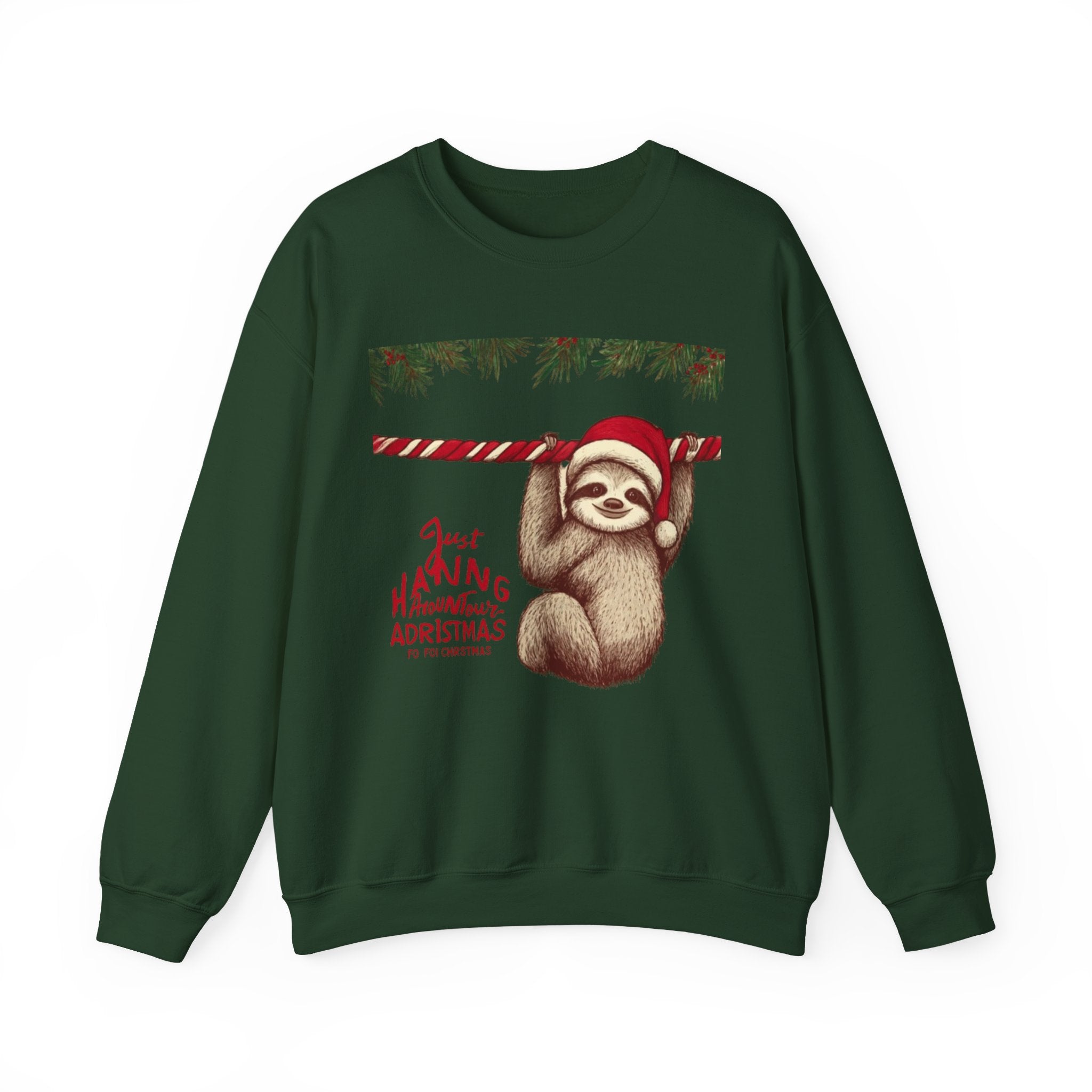 Christmas Sloth Crewneck Sweatshirt – "Just Hanging with My Advent-Christmas" Holiday Sweatshirt