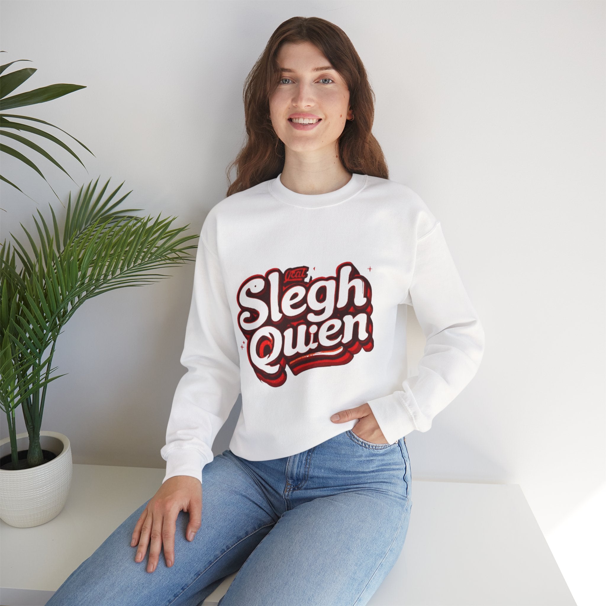 Sleigh Queen Crewneck Sweatshirt — Retro Holiday Christmas Pullover