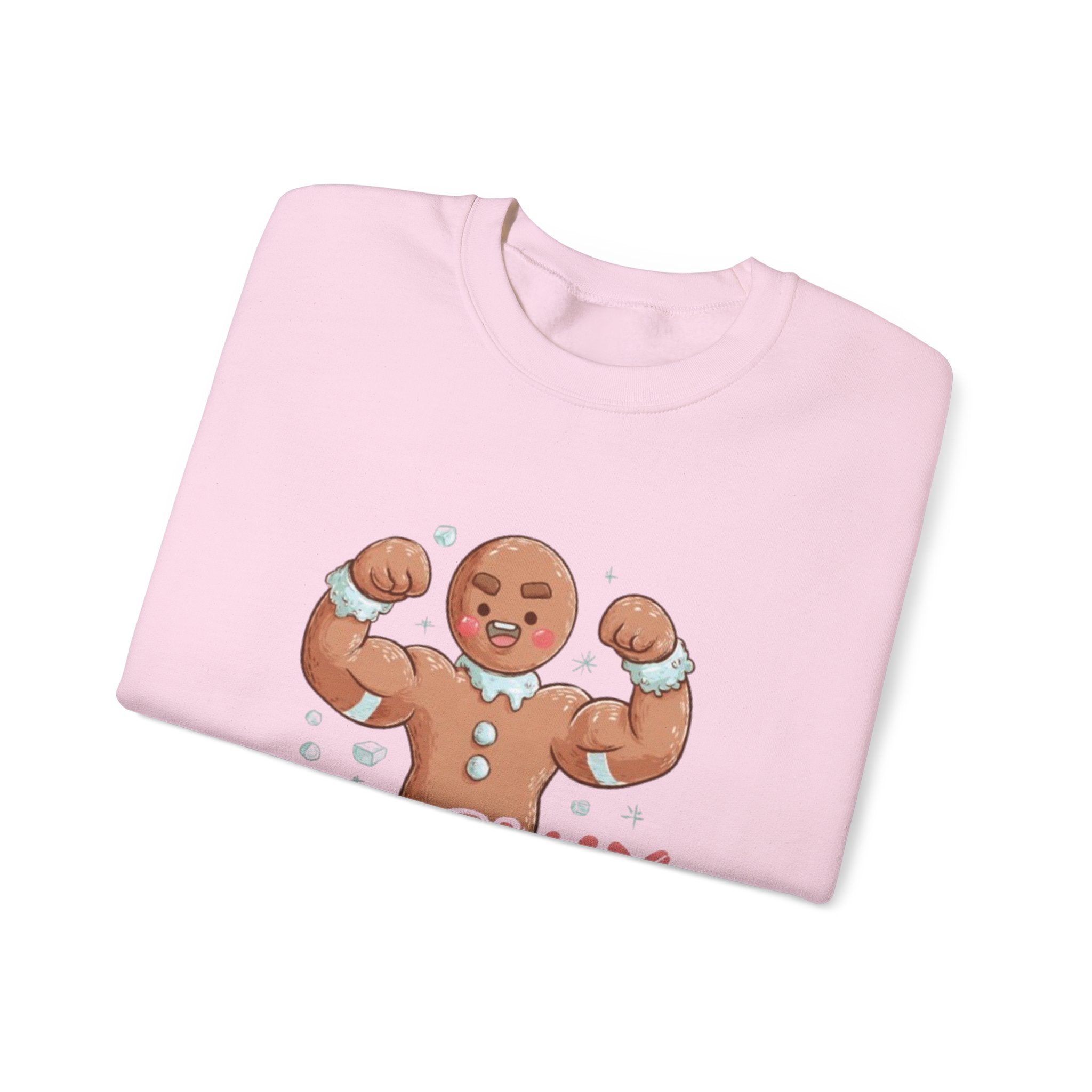 Crewneck Sweatshirt — 'Freshly Iced & Ready' Muscular Gingerbread Holiday Sweatshirt