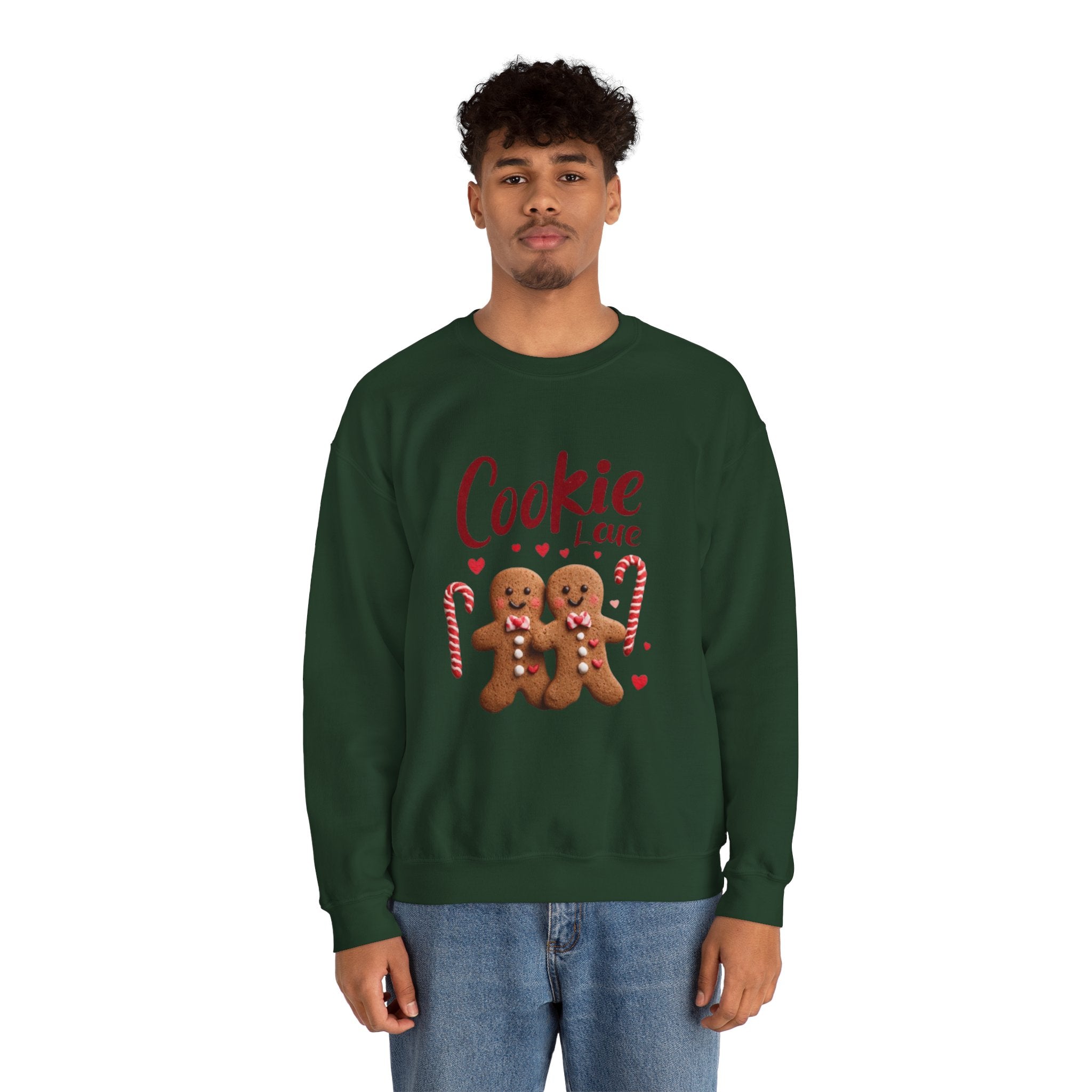 Crewneck Sweatshirt — "Cookie Love" Gingerbread Couple Holiday Sweater
