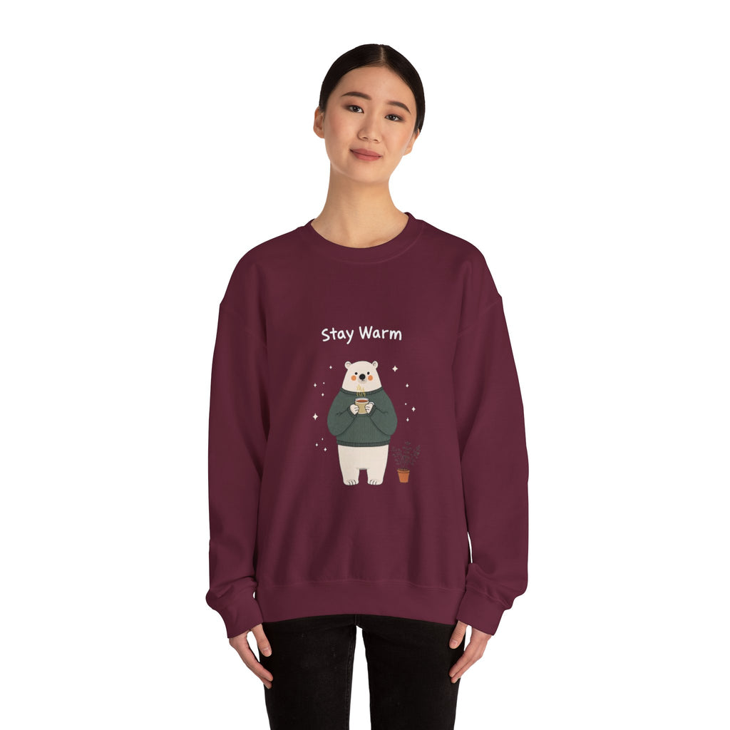 Bear with Coffee Crewneck Sweatshirt — Cozy Cute Graphic Pullover