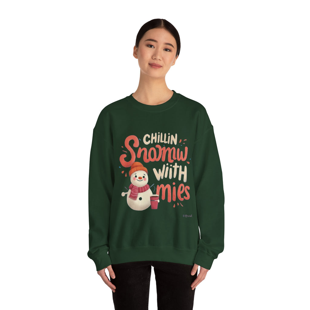 Sweatshirt — "Chillin' Snowman With Smiles" Cozy Holiday Crewneck