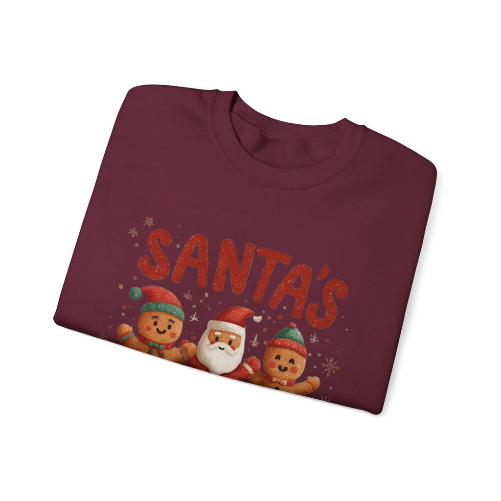 Christmas Sweatshirt - "Santa's Sweet Squad" Gingerbread & Santa Holiday Crewneck