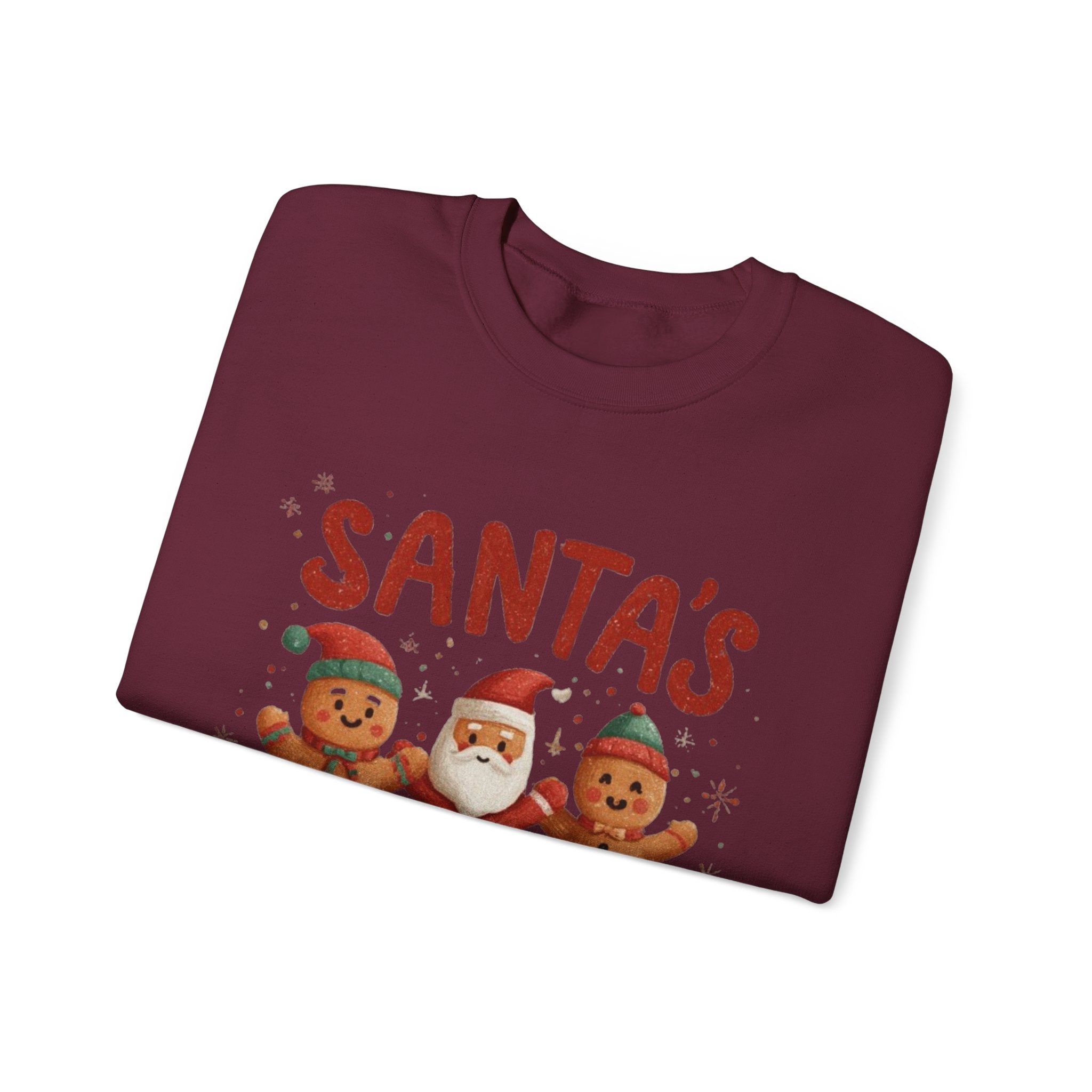 Christmas Sweatshirt - "Santa's Sweet Squad" Gingerbread & Santa Holiday Crewneck