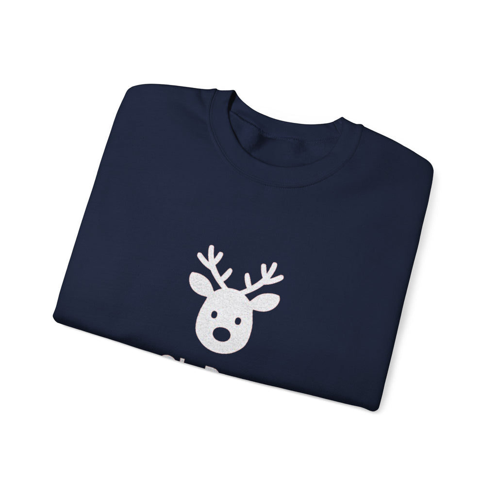 Crewneck Sweatshirt — Subtle ‘Oh Deer.’ Reindeer Graphic Holiday Pullover