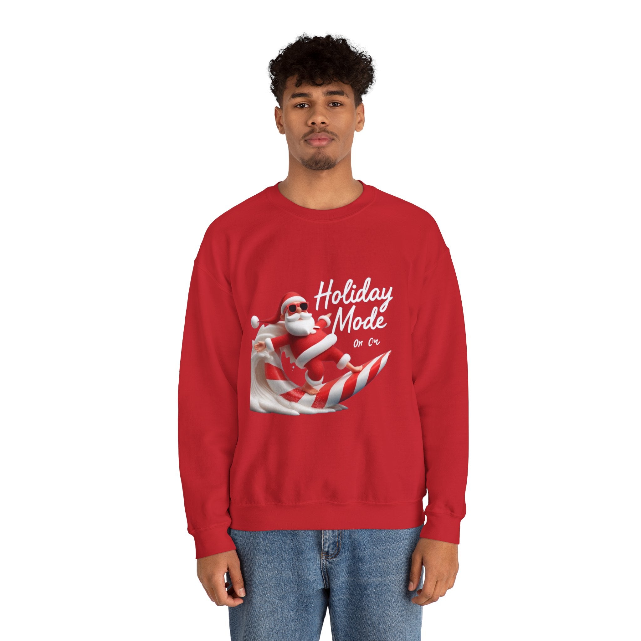 Santa Surfing Candy Cane Crewneck Sweatshirt