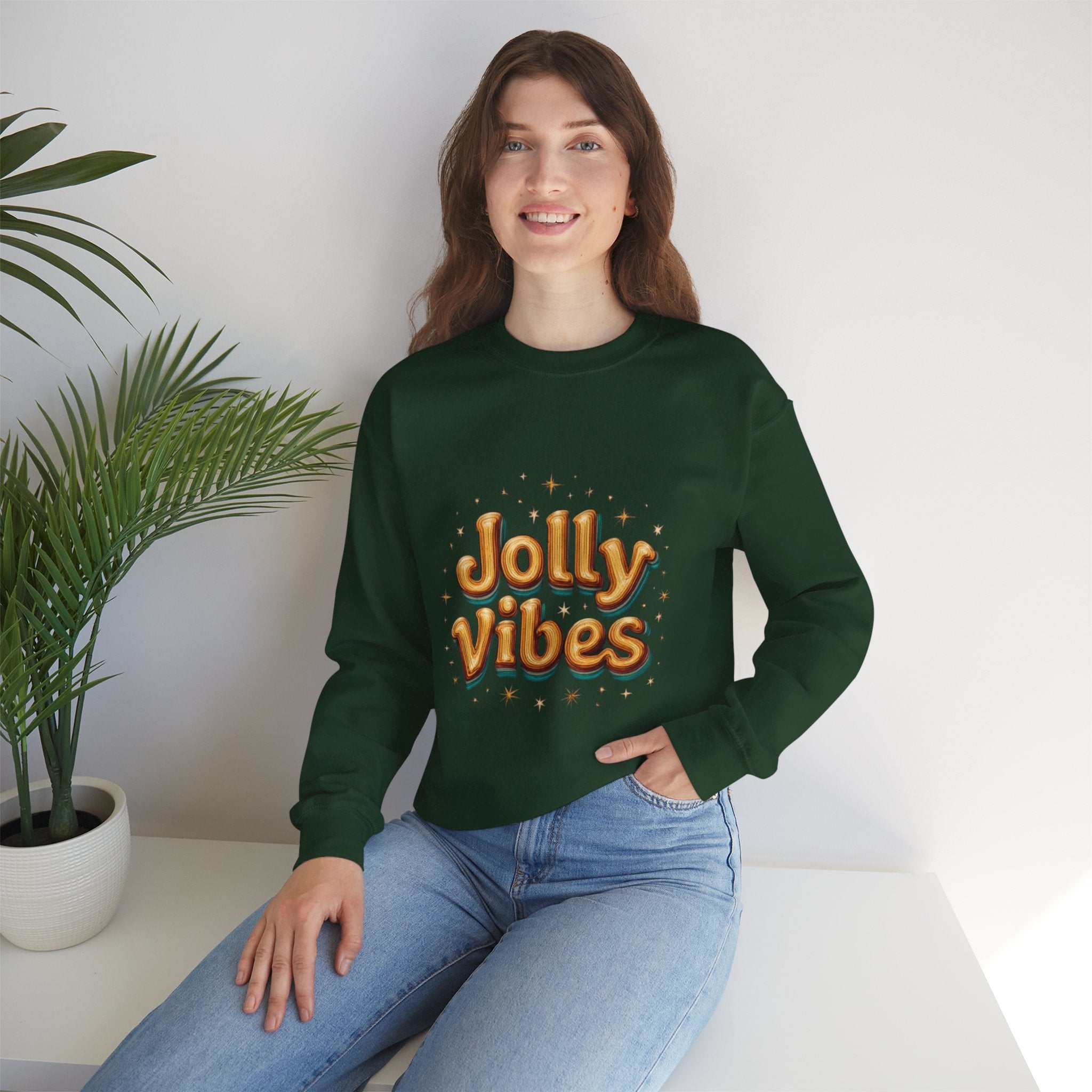 Jolly Vibes Sweatshirt – Cozy Holiday Graphic Crewneck