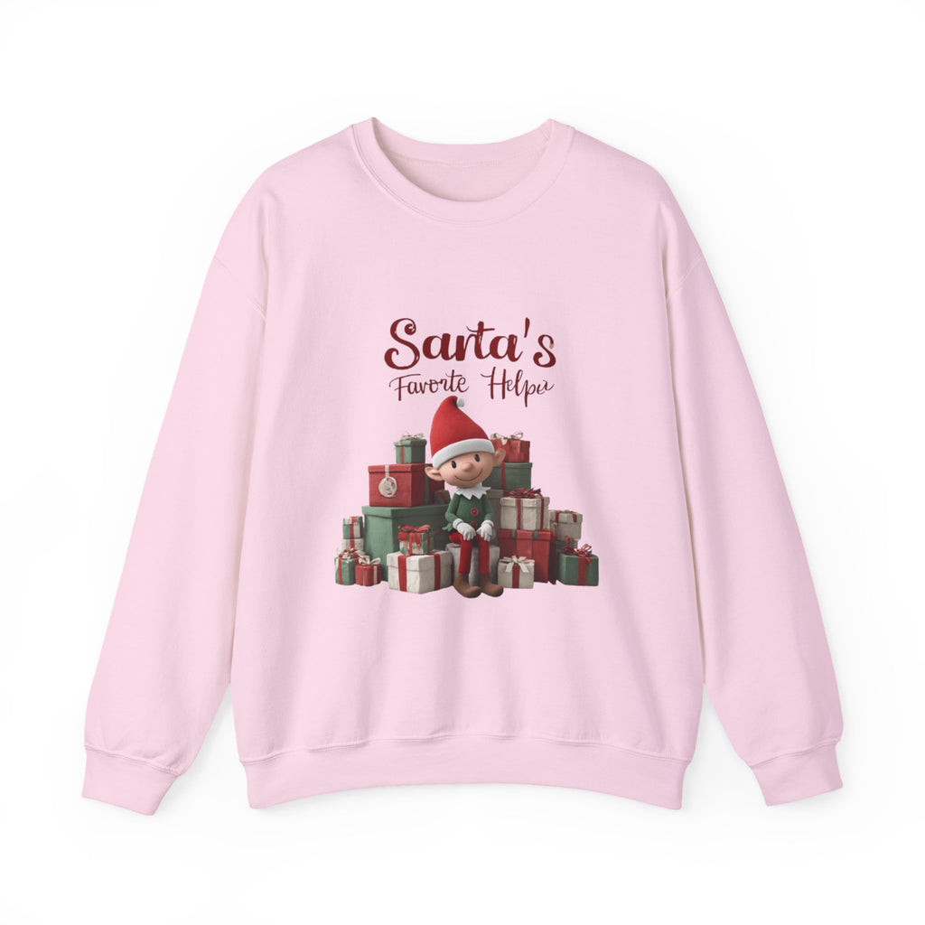 Crewneck Sweatshirt — "Santa's Favorite Helper" Elf Graphic Christmas Pullover