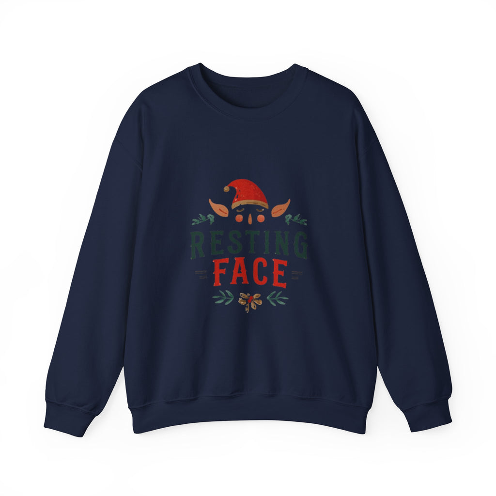 Resting Face Christmas Sweatshirt — Funny Holiday Elf Crewneck