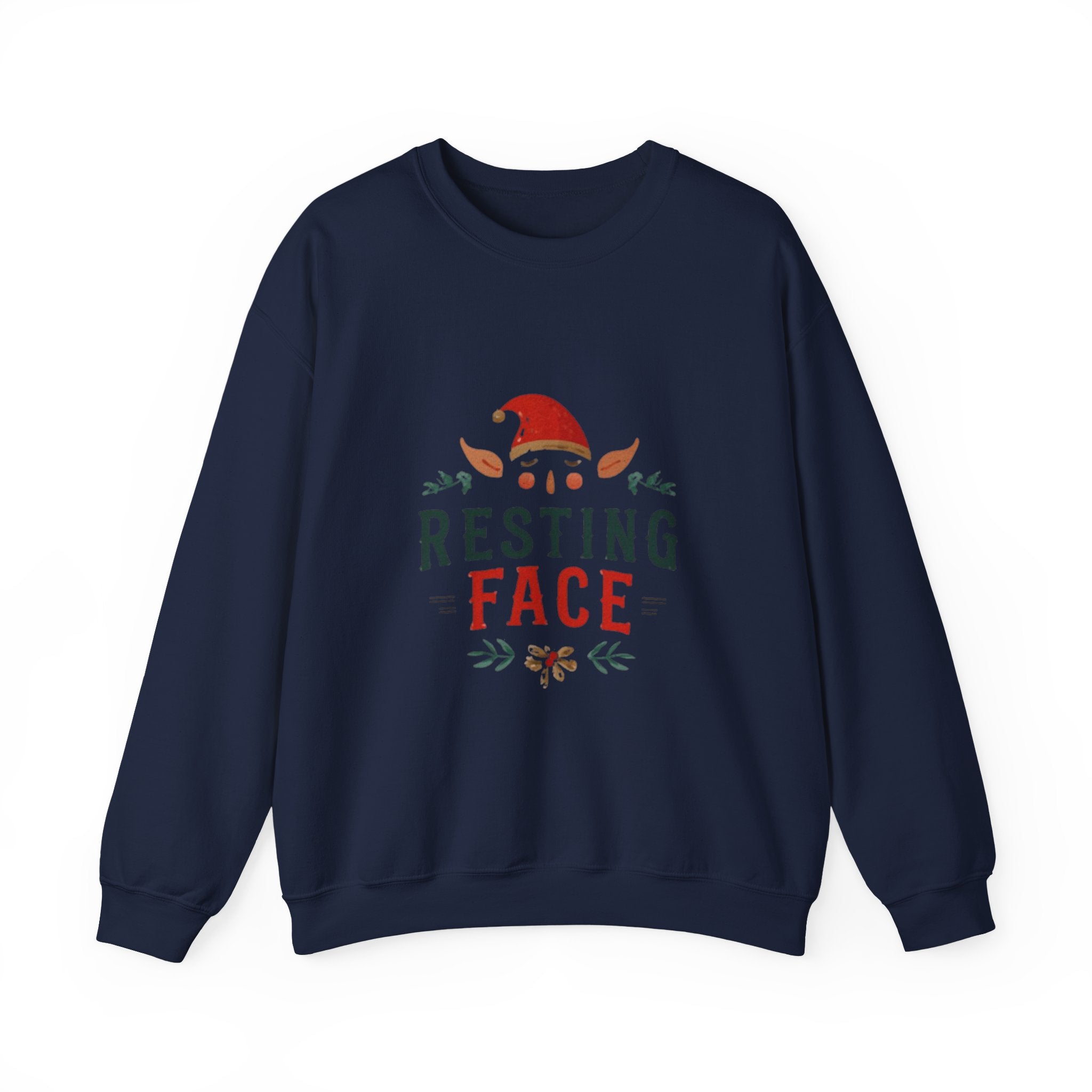 Resting Face Christmas Sweatshirt — Funny Holiday Elf Crewneck