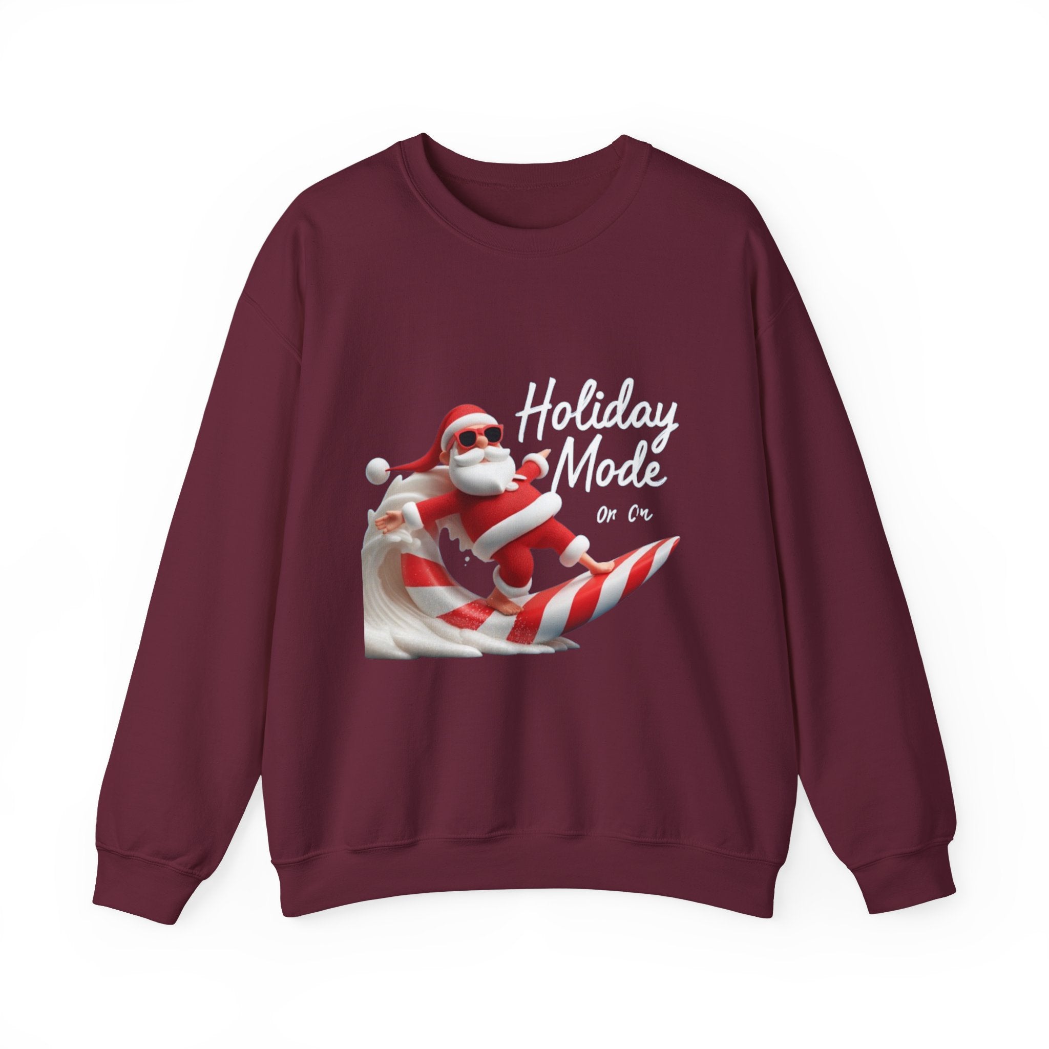 Santa Surfing Candy Cane Crewneck Sweatshirt
