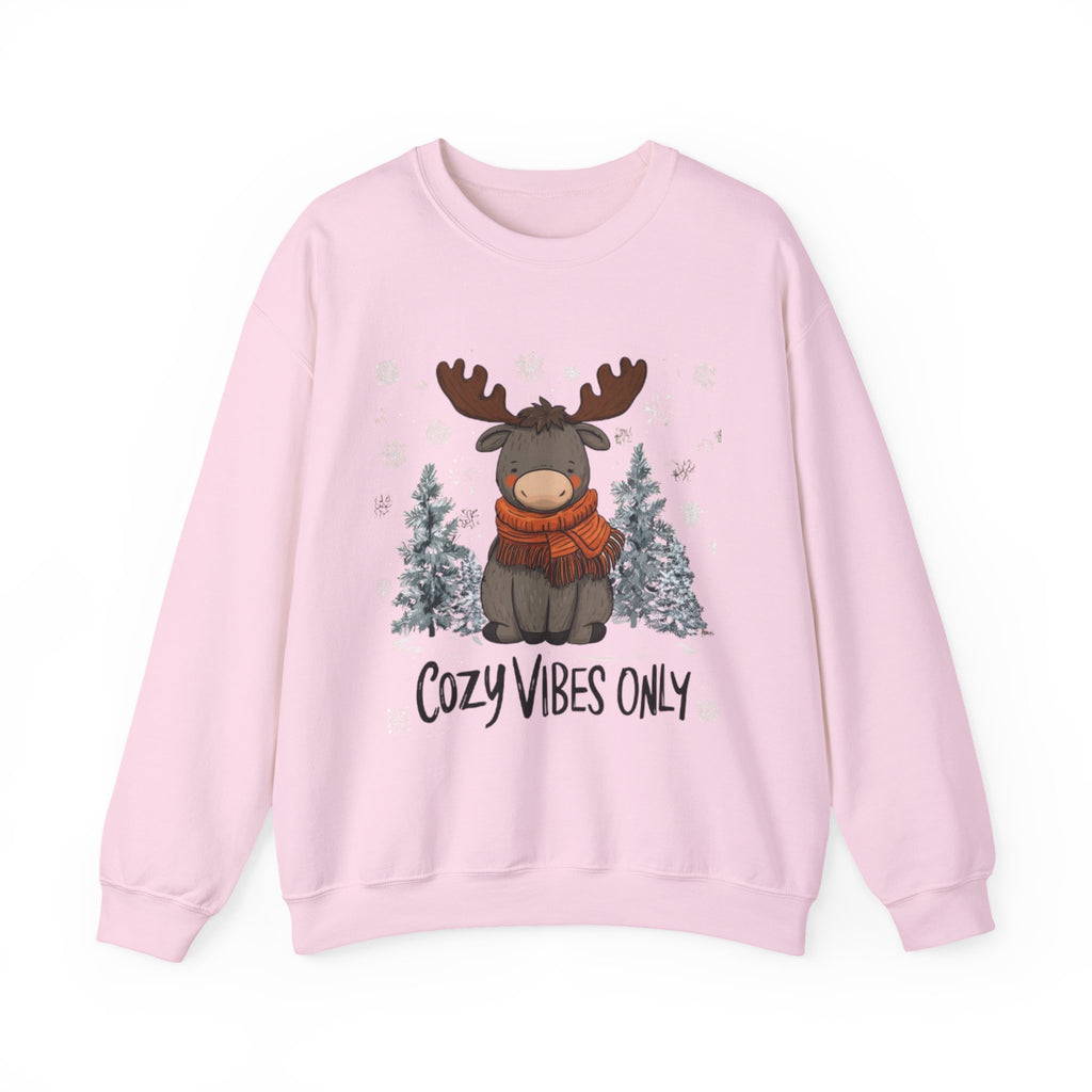 Cozy Vibes Only Sweatshirt — Cute Winter Moose Crewneck