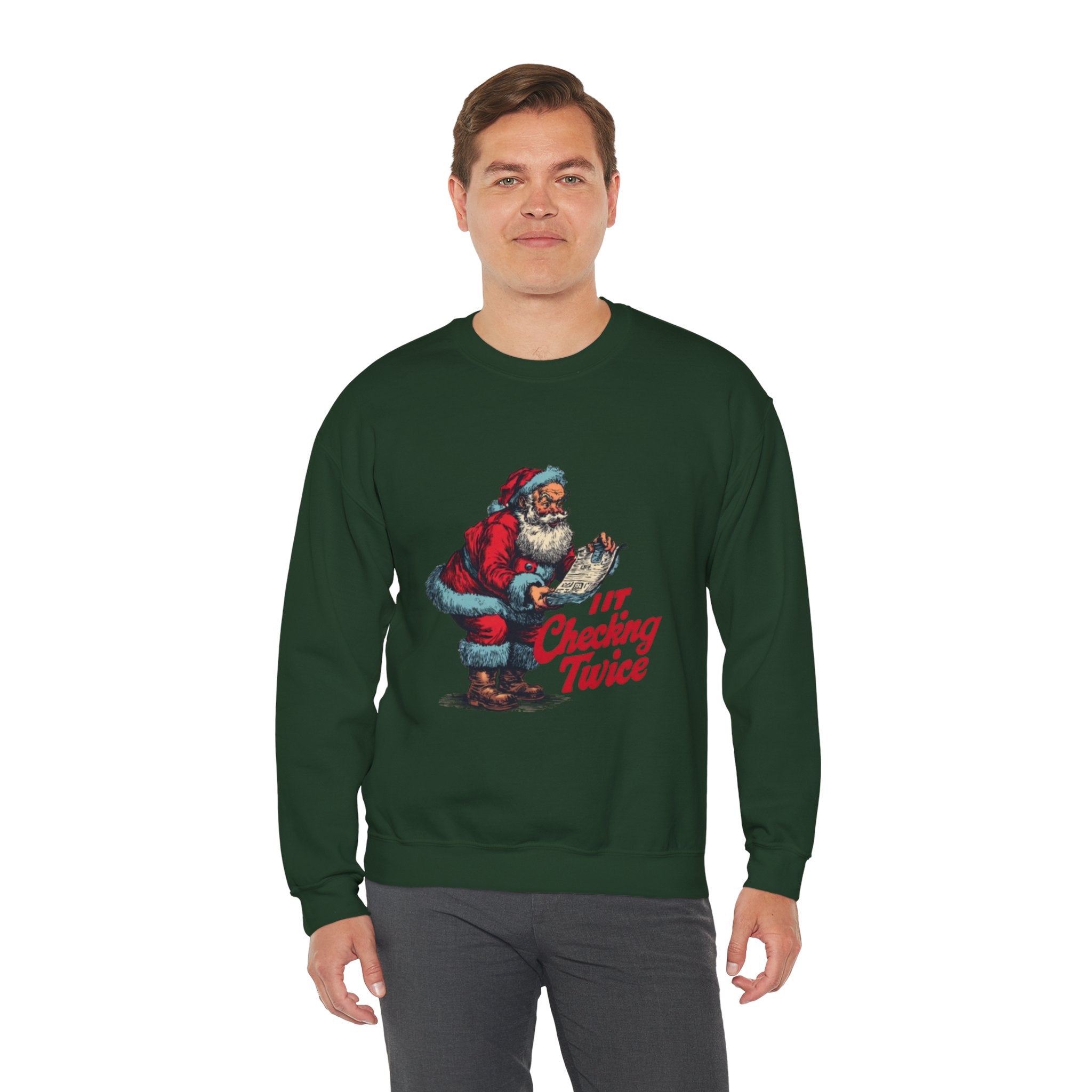 Christmas Sweatshirt - Vintage Santa "I’m Checking Twice" Holiday Crewneck