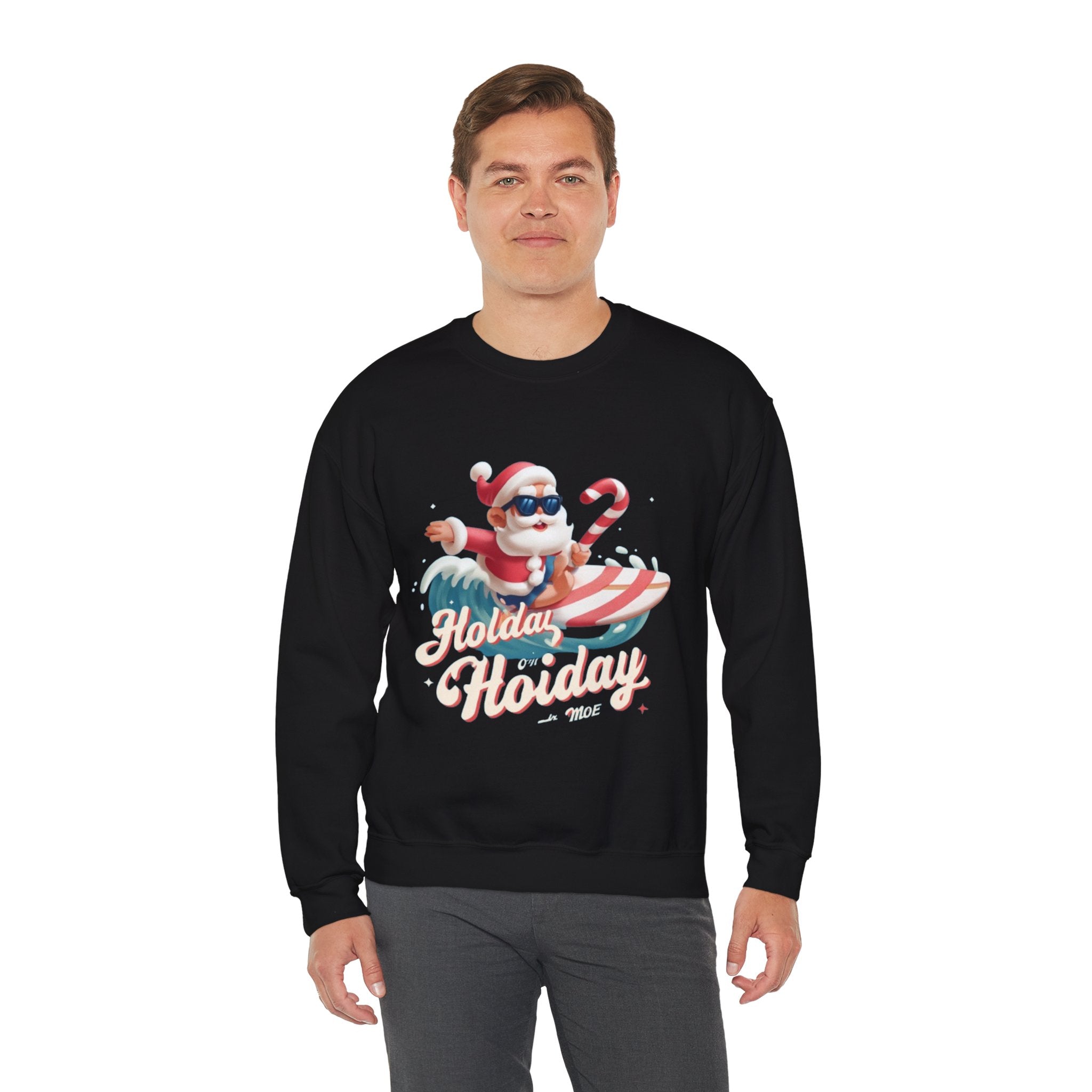 Holiday Holiday Crewneck Sweatshirt — Surfing Santa Christmas Sweatshirt