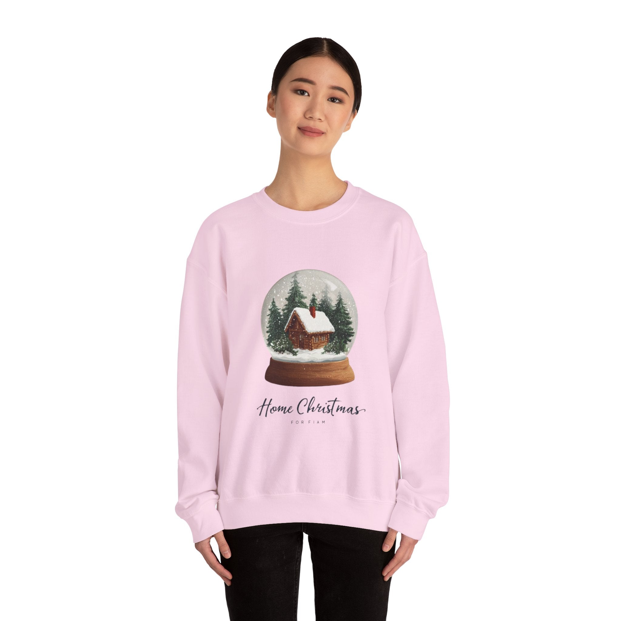 Christmas Snow Globe Sweatshirt – “Home Christmas” Cabin Crewneck