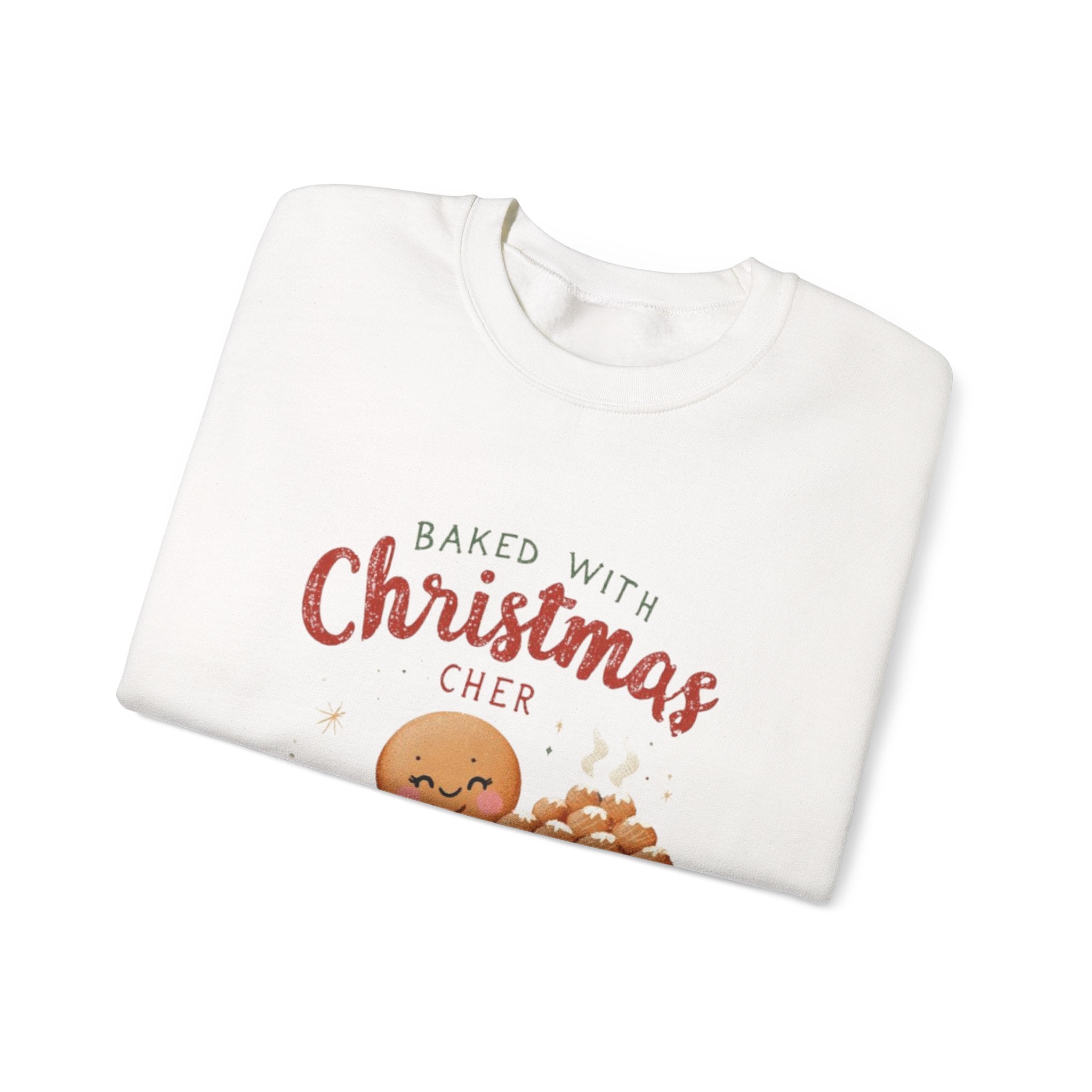 Crewneck Sweatshirt — "Baked With Christmas Cheer" Gingerbread Holiday Sweatshirt