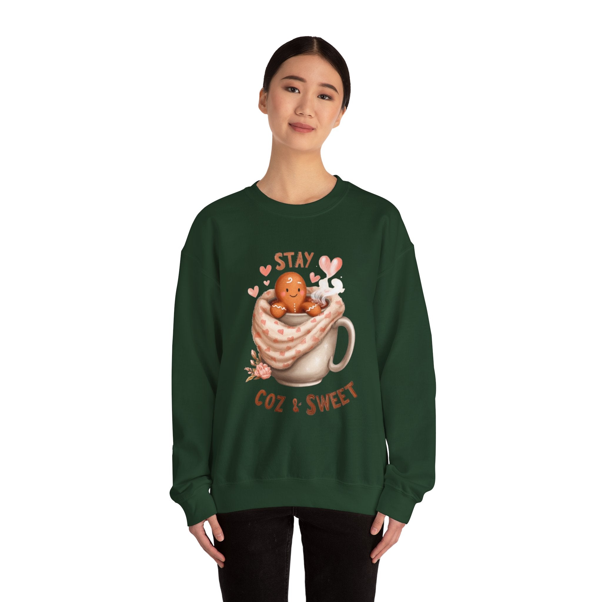 Sweatshirt — "Stay Coz & Sweet" Hot Cocoa Gingerbread Crewneck