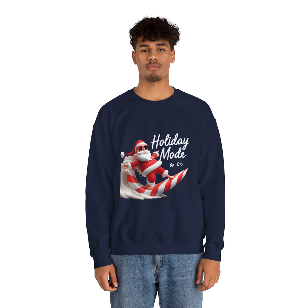 Santa Surfing Candy Cane Crewneck Sweatshirt
