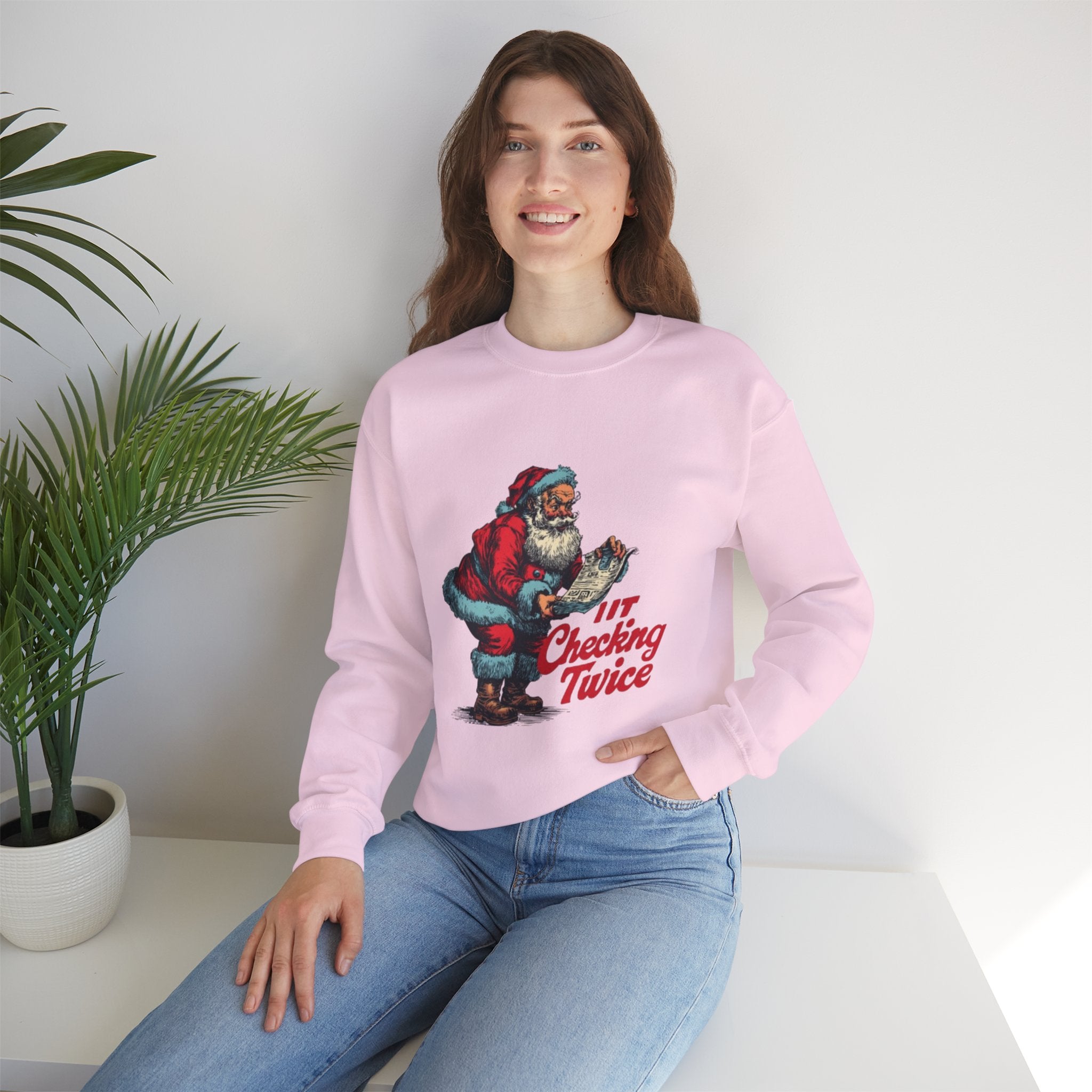 Christmas Sweatshirt - Vintage Santa "I’m Checking Twice" Holiday Crewneck