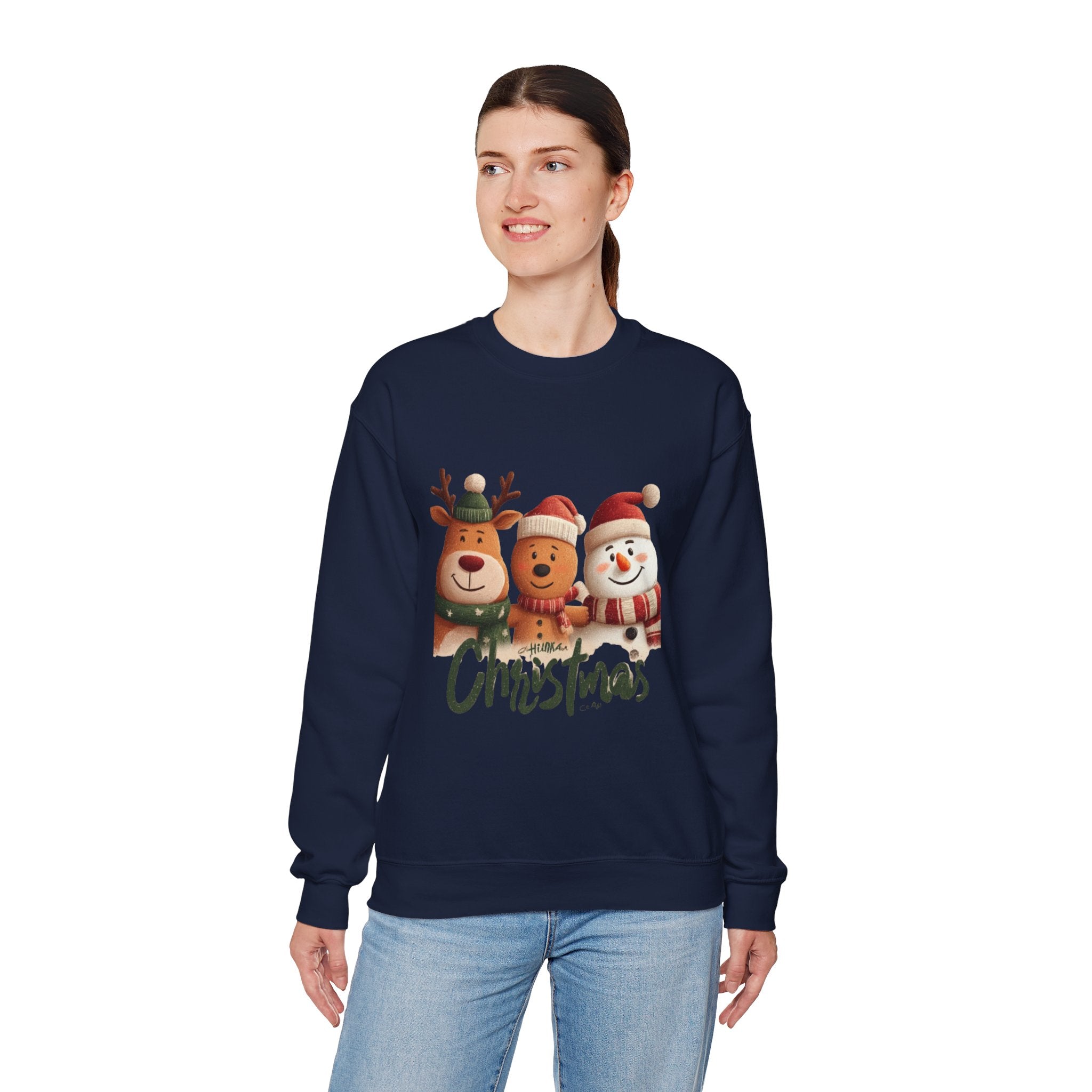 Christmas Crewneck Sweatshirt — Cute Reindeer, Bear & Snowman Holiday Pullover