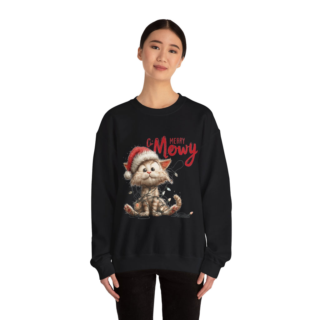 Merry Mewry Cat Sweatshirt — Cute Christmas Kitty Crewneck